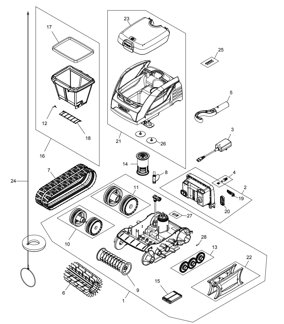 Polaris PIXEL Compact Cordless Robotic Cleaner - Polaris Parts Diagram