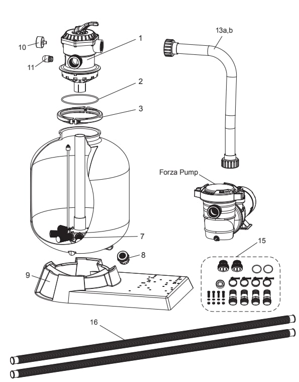 Polaris Prestige Sand Filter System for Above-Ground Pools - Polaris Parts Diagram