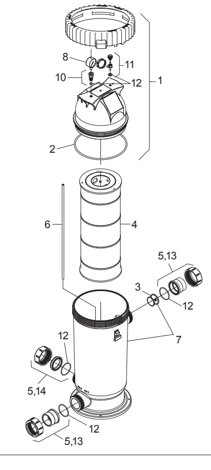 CS Series Single-Cartridge Filters - Jandy Parts Diagram