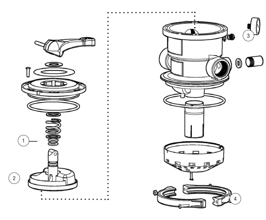 CMP MultiPort Valve - Top Mount (27500-154-000,27501-154-000,27502-154-000) - Nature2 Parts Diagram
