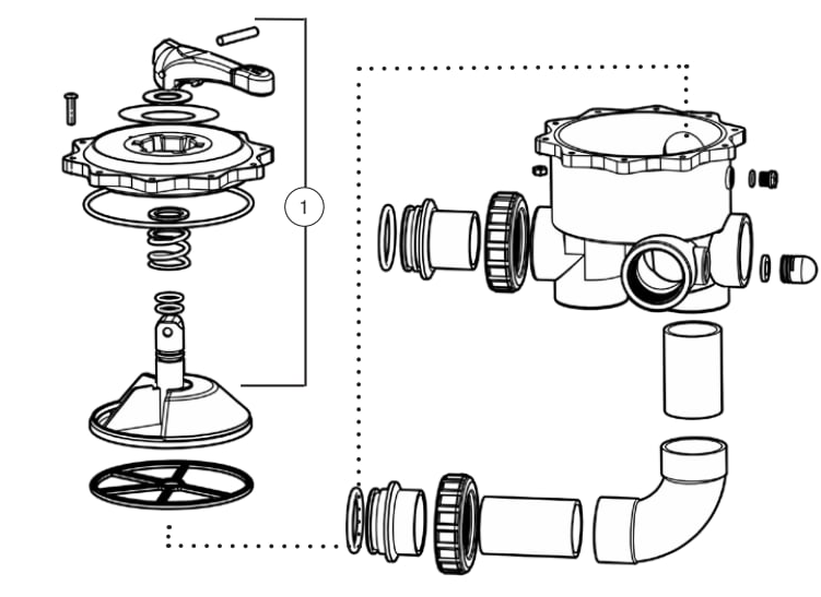 CMP MultiPort Valve - Side Mount (27505-200-000) - Nature2 Parts Diagram