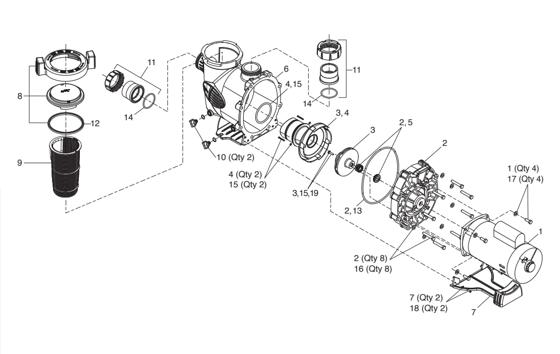 Jandy MaxHP Series Pump (Mfg. 2006—2010) - Jandy Parts Diagram