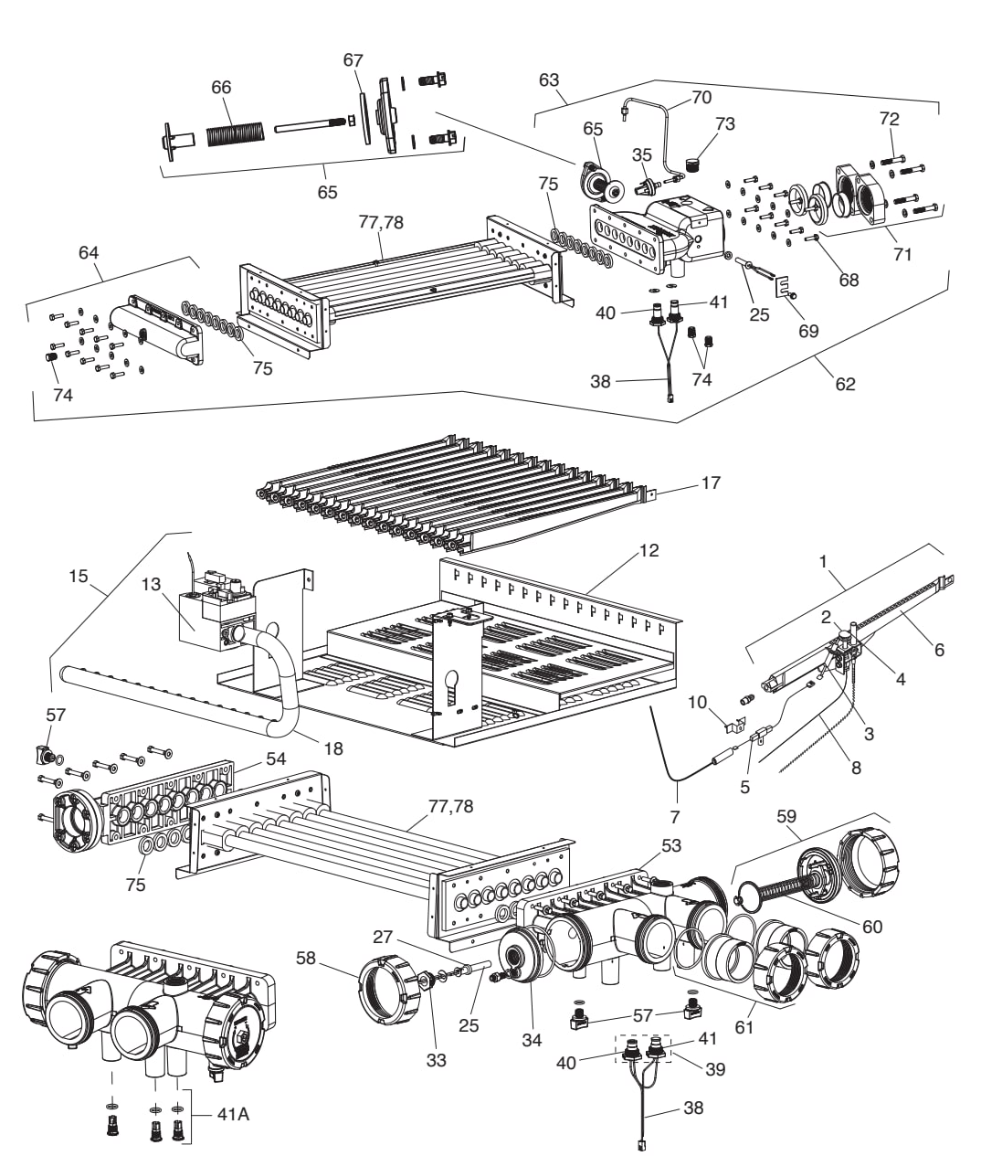 Legacy Model LRZM Pool/Spa Heater - Jandy Parts Diagram