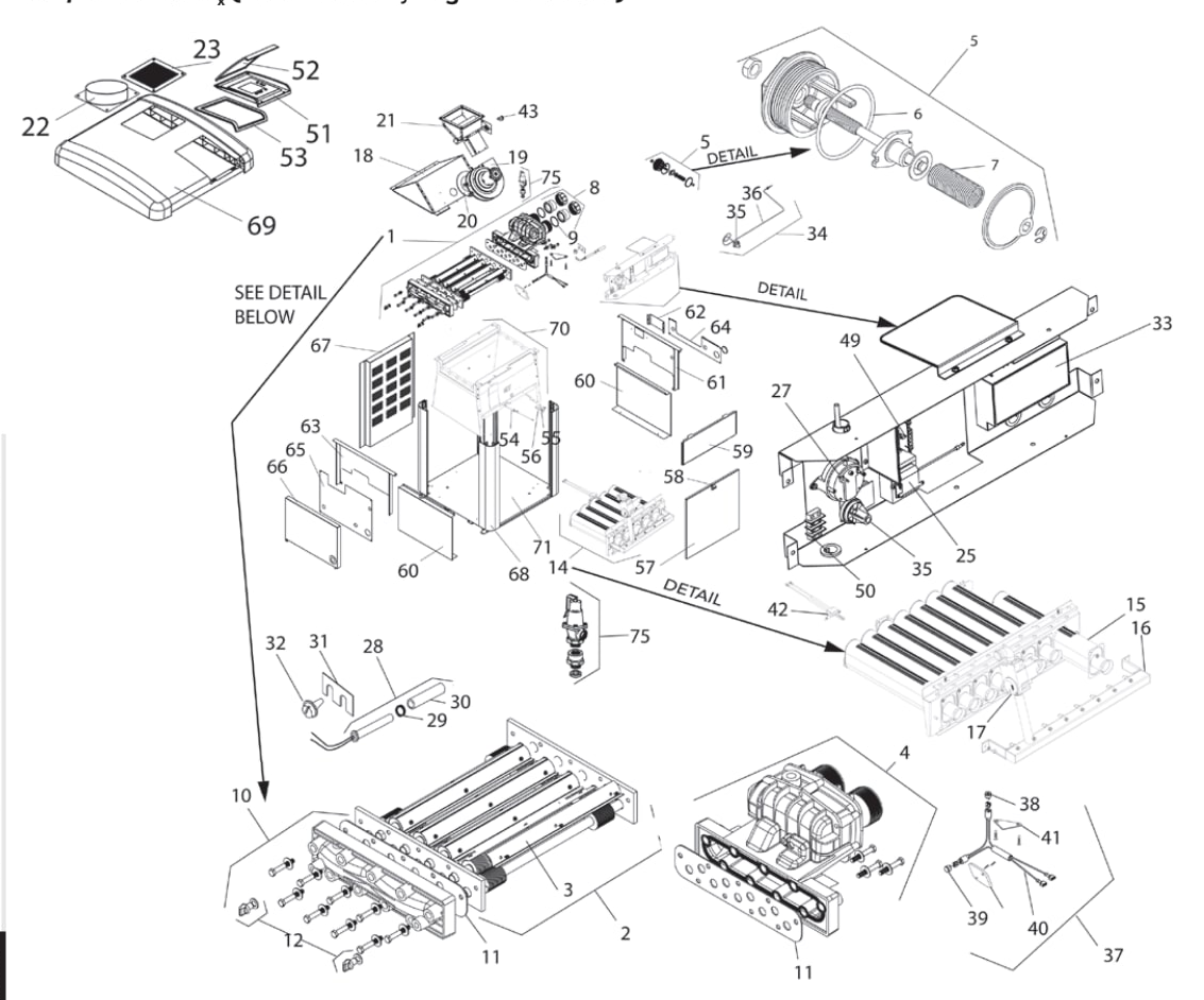 LX/LT Low NOx (Mfg. 2003-2007) - Jandy Parts Diagram