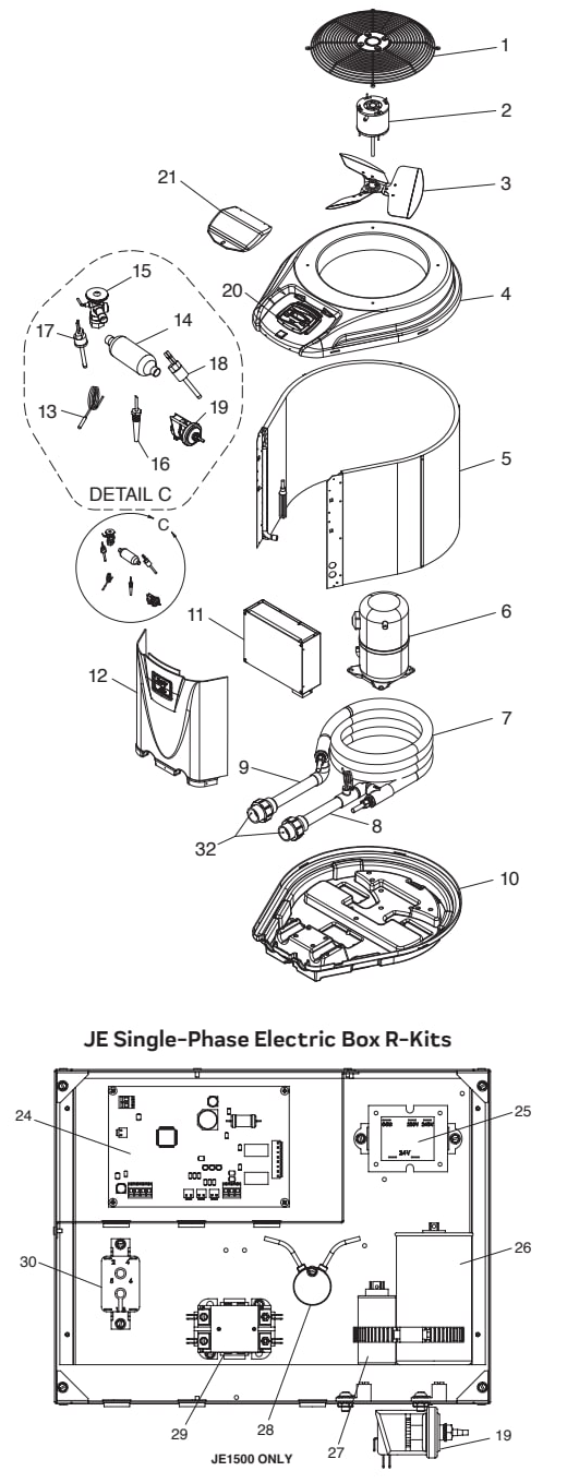 JE Heat Pump (Mfg. 2013-2021) - Jandy Parts Diagram