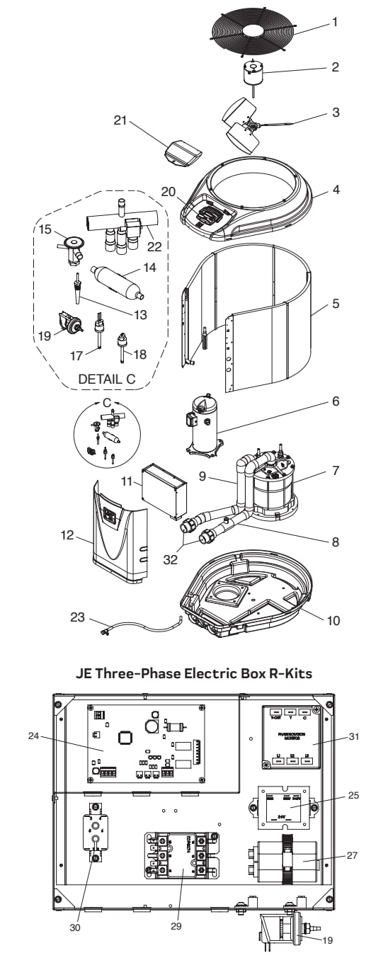 JE Heat Pump (Mfg. 2013-2021) - Jandy Parts Diagram