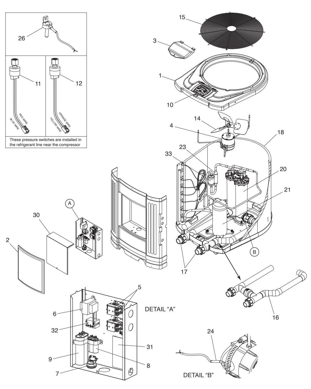 EE-Ti Heat Pump (Mfg. 2010-2013) - Jandy Parts Diagram