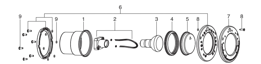 WaterColors Small (Spa) RGB LED Light (CSHVLED Series, CSLVLED Series) - Jandy Parts Diagram
