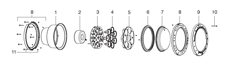JandyColors Large (Pool) Quartz Halogen Colored Light (CPHV Series, CPLV Series) - Jandy Parts Diagram