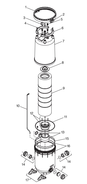 CJ Series Cartridge Filters - Jandy Parts Diagram