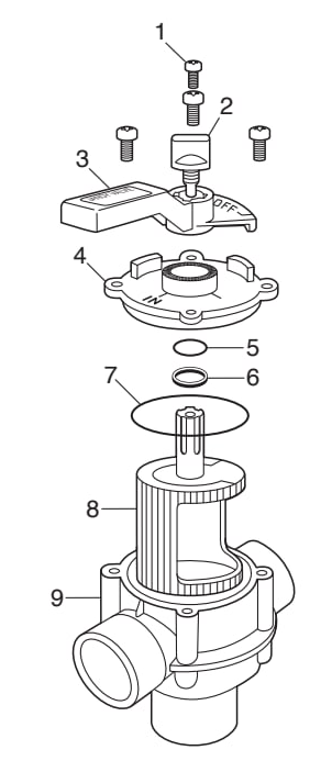 Jandy 4-Port Space Saver Spa Valve - Jandy Parts Diagram
