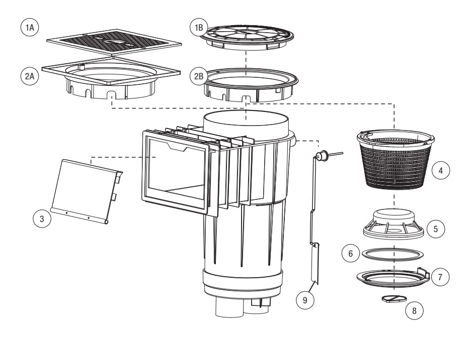 In-Ground Gunite Skimmer - CMP Parts Diagram