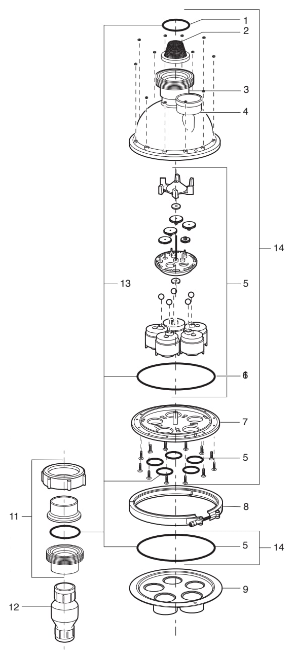 6-Port Valve (Jandy Revolution) - Jandy Parts Diagram