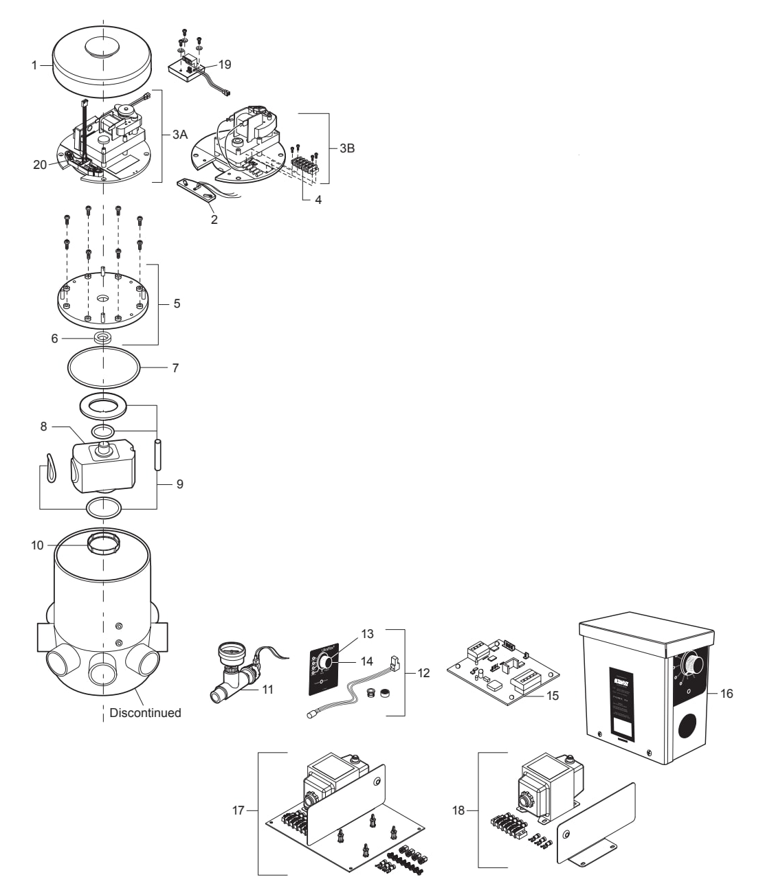 8-Port Electronic Valve (UltraFlex) - Jandy Parts Diagram