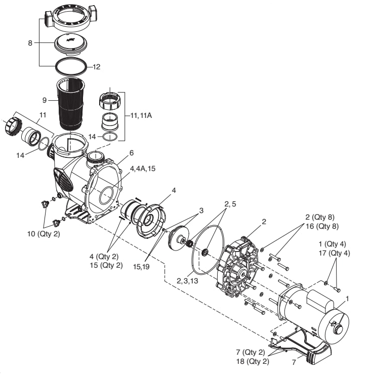 PlusHP (PHPF/PHPM) Series Pump (Mfg. 2006-Present) - Jandy Parts Diagram