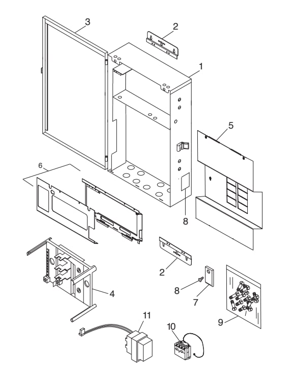 Power Center - Sub-Panel Enclusure w/ Base Breaker Mount Plate - Jandy Parts Diagram