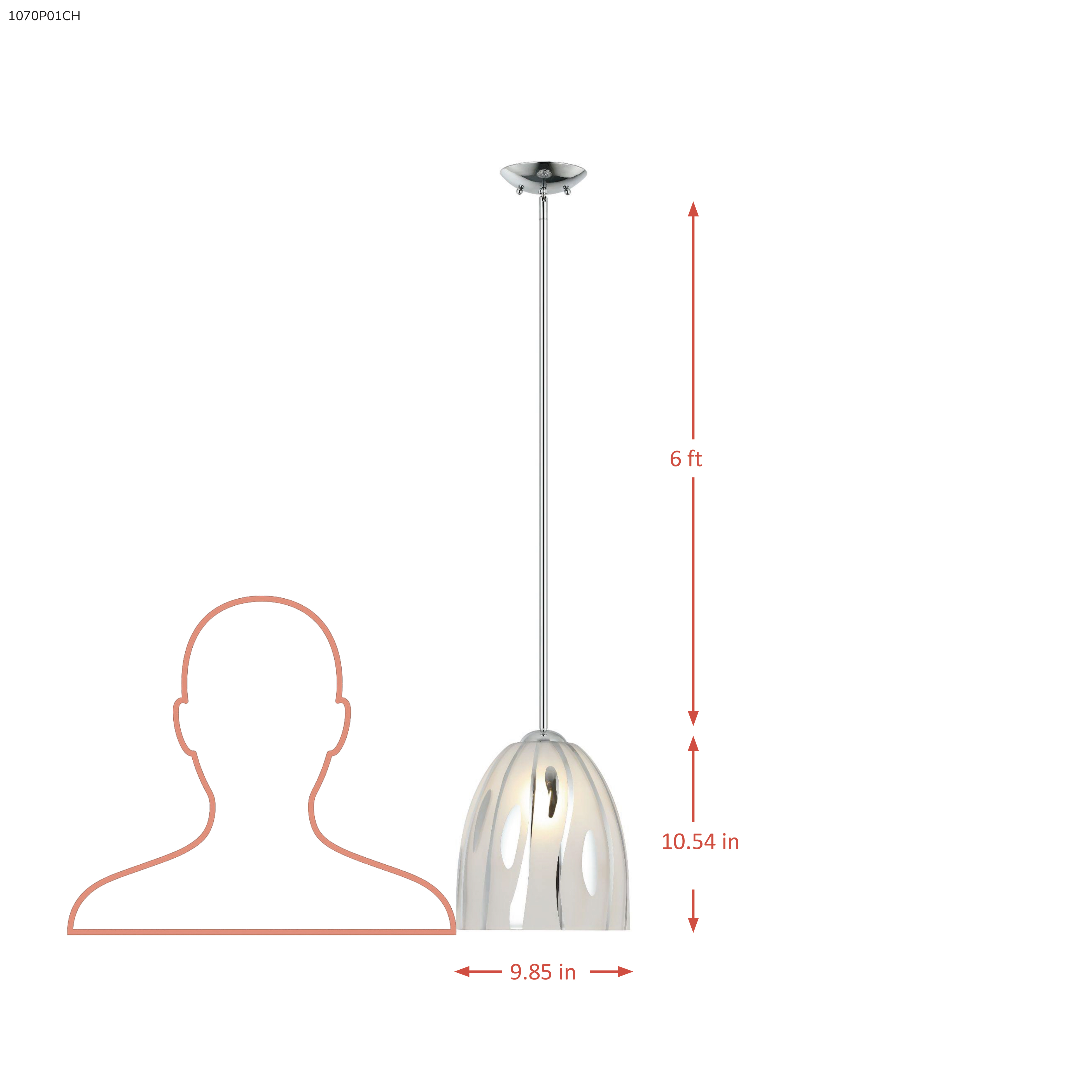 Chroman Empire 1 Light 10 in Bell Pendant - Chrome dimensions