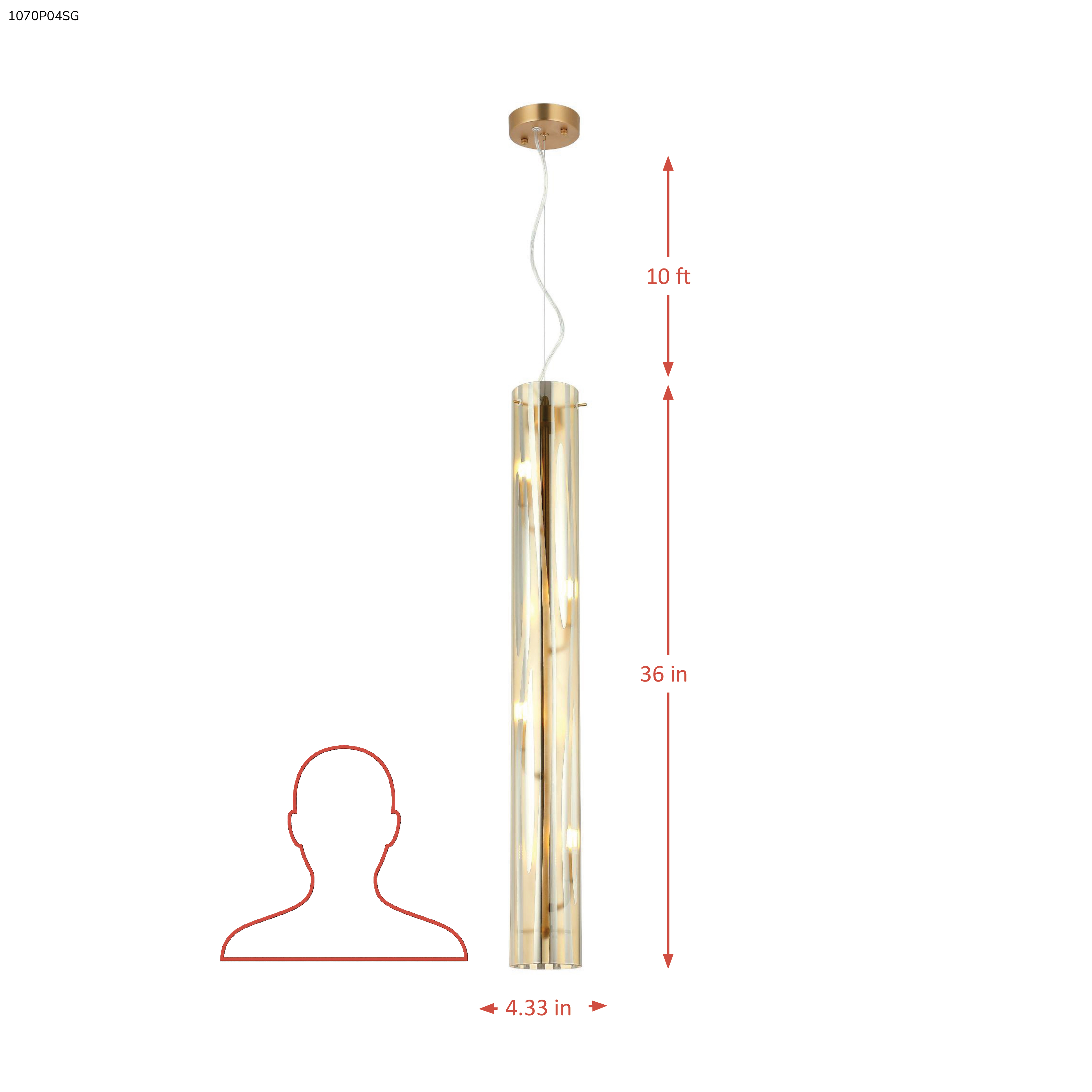 Chroman Empire 4 Light Tall Cylinder Pendant - Chrome dimensions