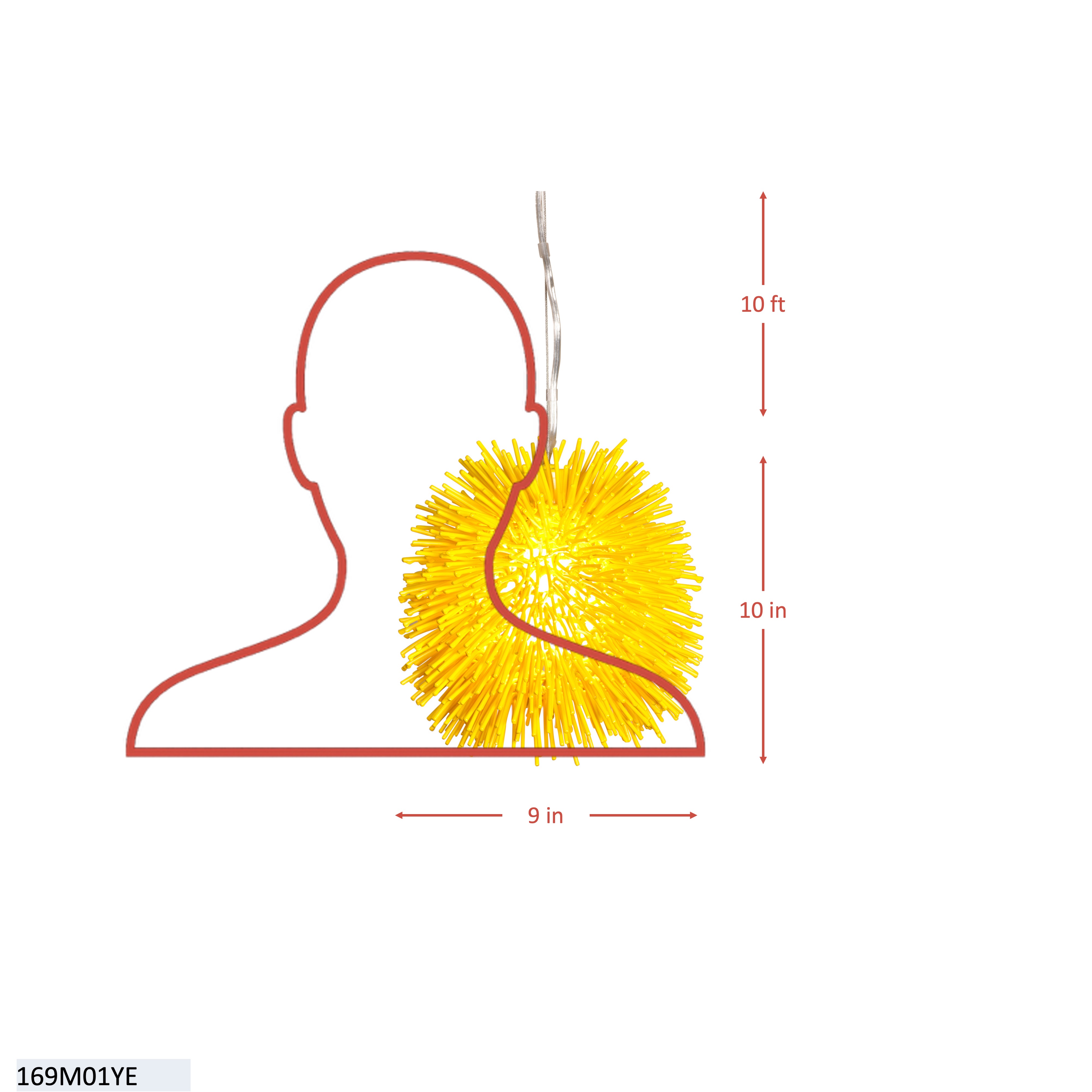 Urchin 1 Light Mini Pendant - Un-Mellow Yellow dimensions