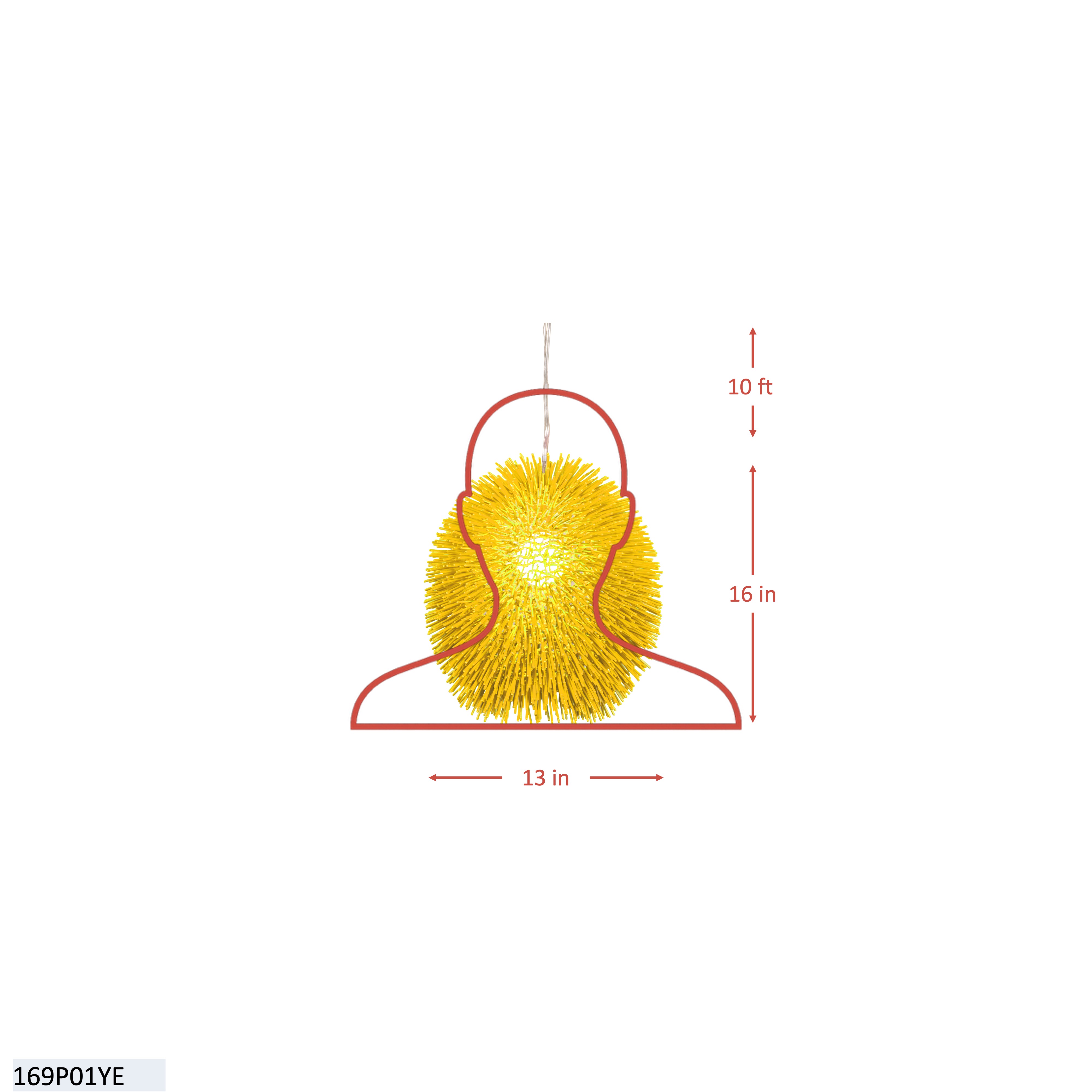 Urchin 1 Light Pendant - Un-Mellow Yellow dimensions