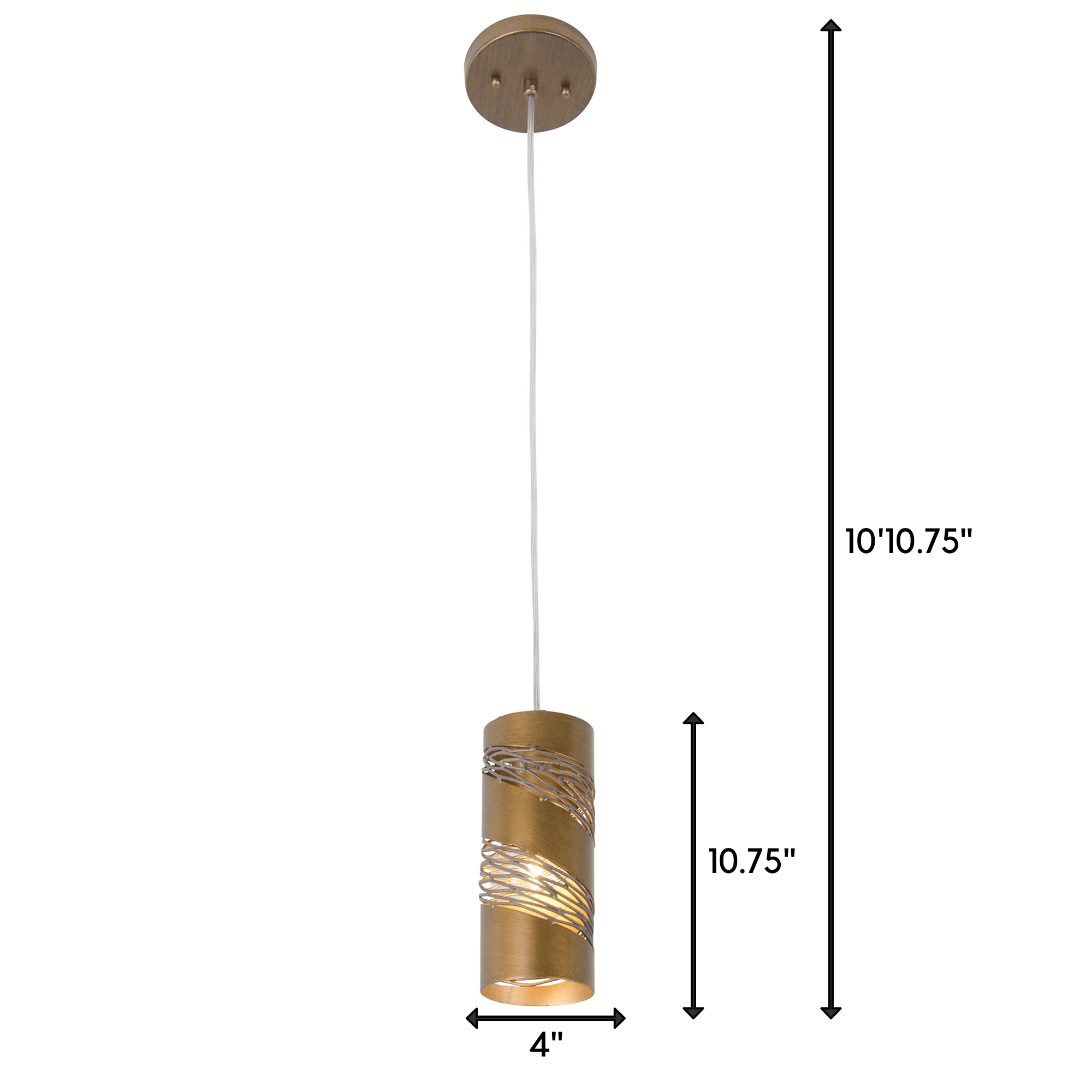 Flow 1 Light Cylinder Mini Pendant - Hammered Ore dimensions