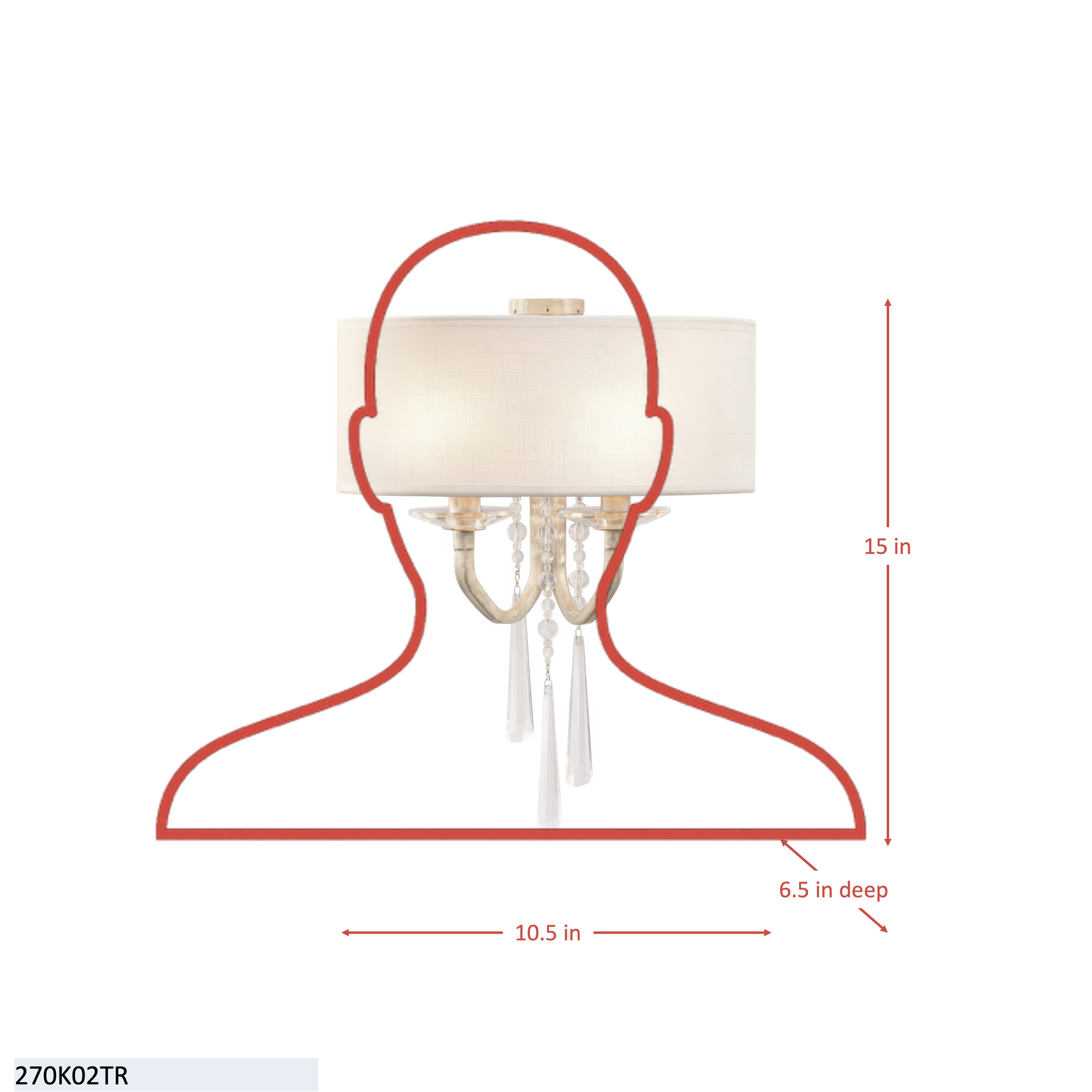 Barcelona 2 Light Sconce with Shade - Transcend Silver dimensions
