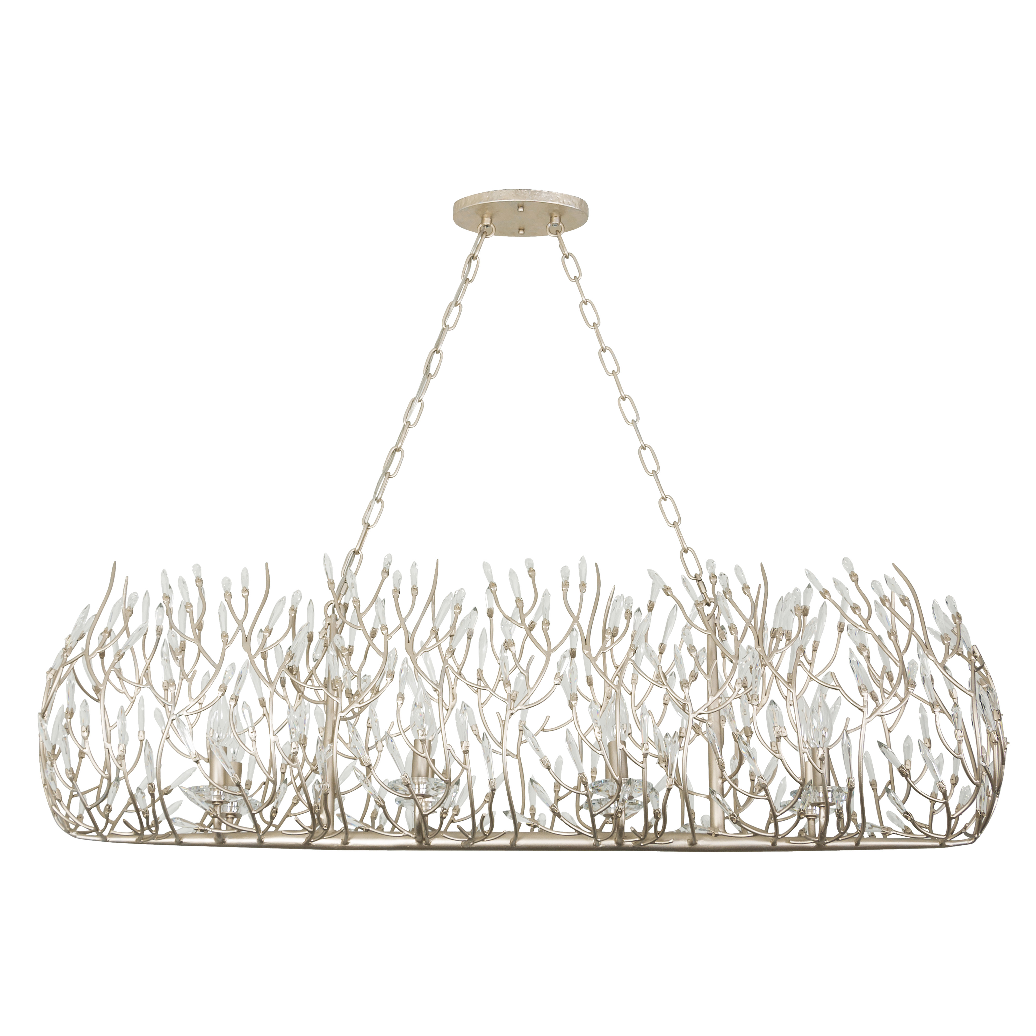 Bask 8 Light Crystal Linear Pendant - Matte Black/French Gold dimensions