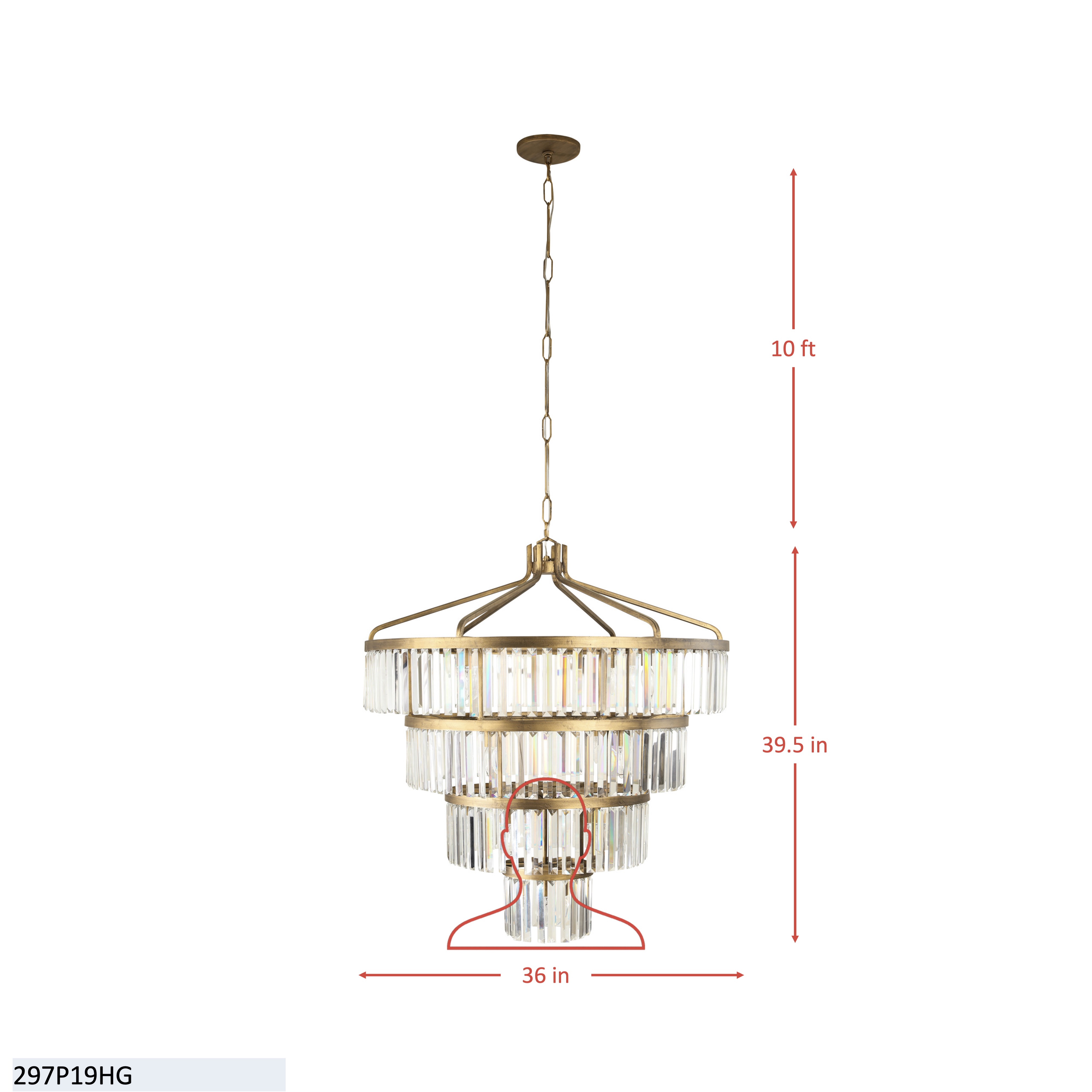 Social Club 19 Light 4-Tier - Havana Gold dimensions