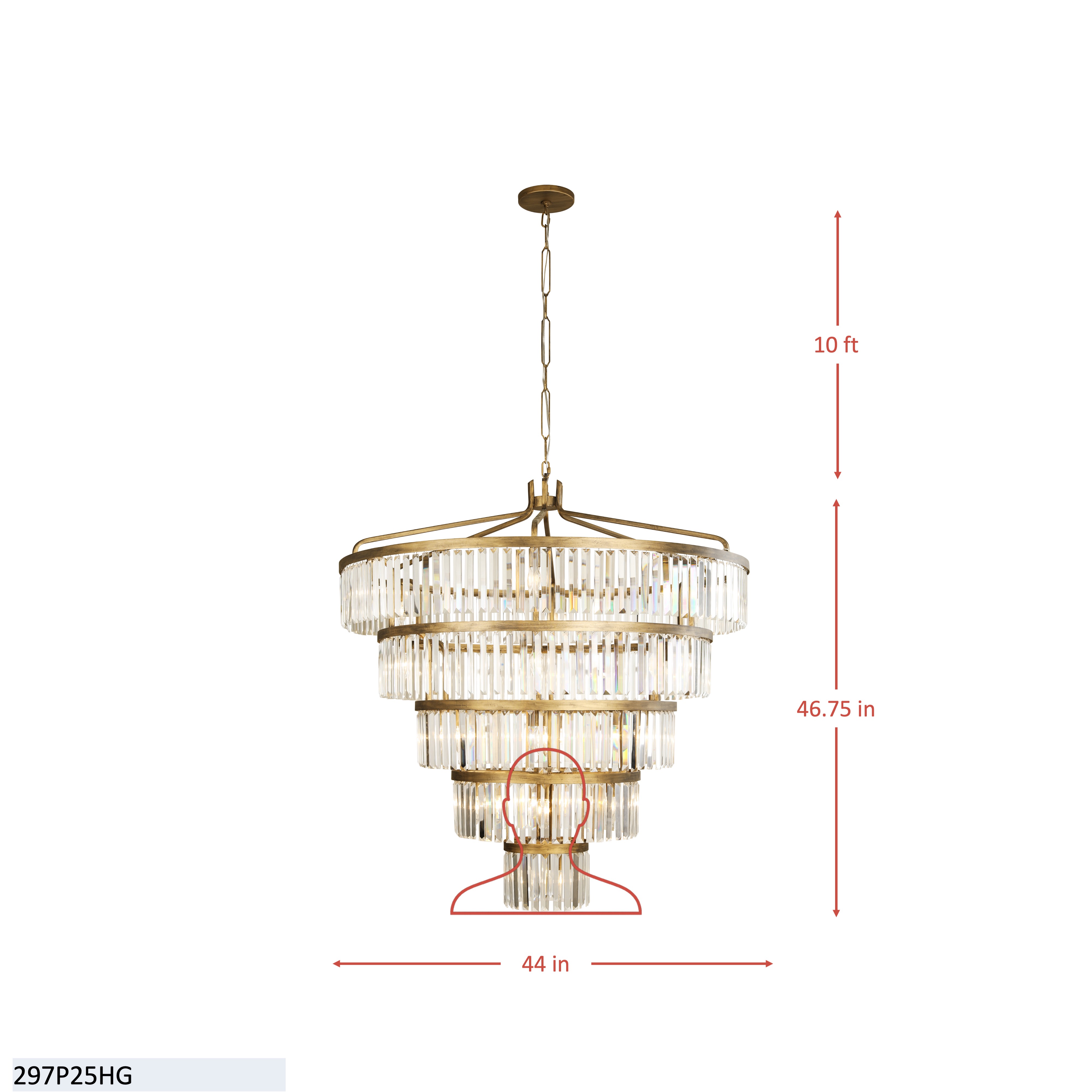 Social Club 25 Light 5-Tier - Havana Gold dimensions