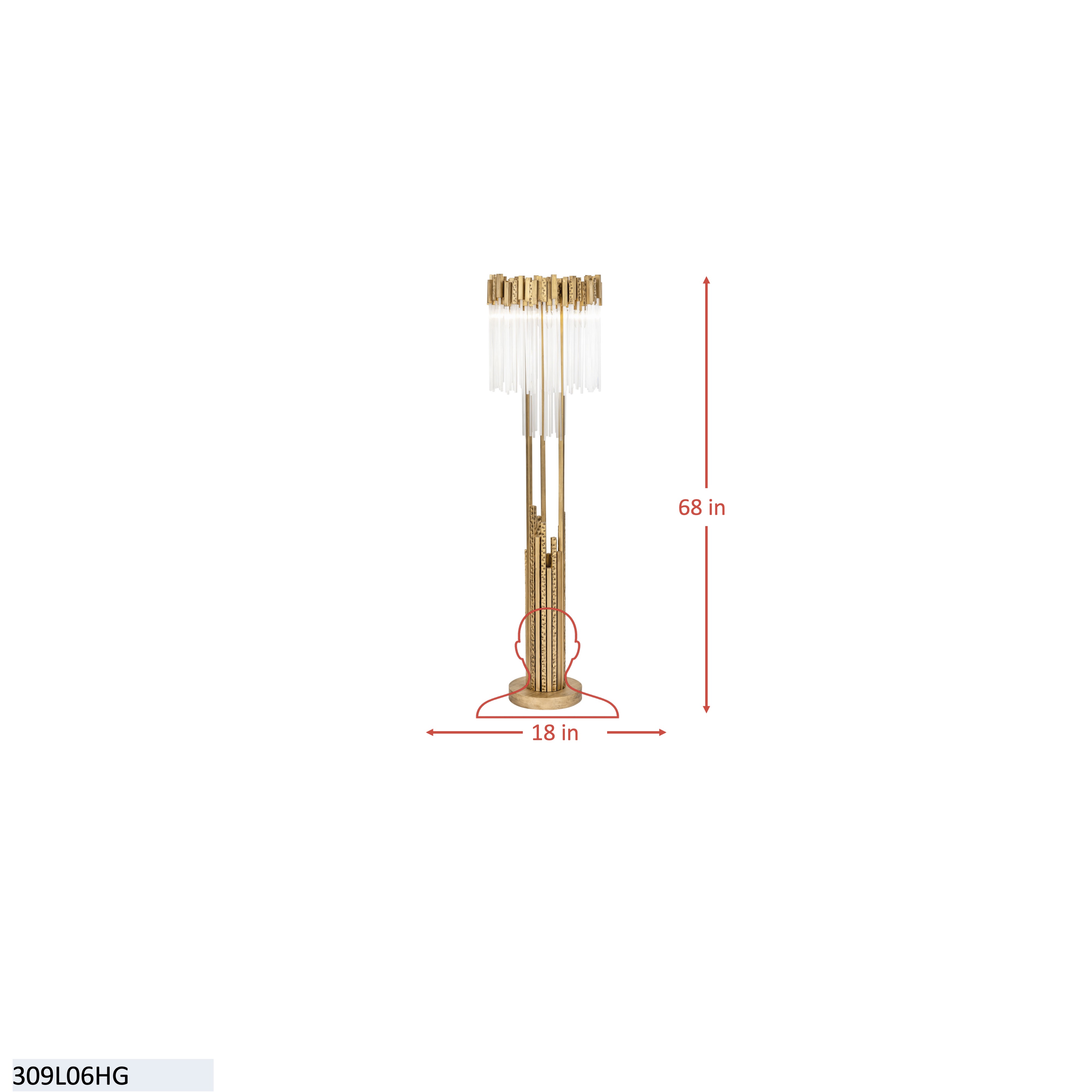 Matrix 6 Light Floor Lamp - Matte Black/French Gold dimensions