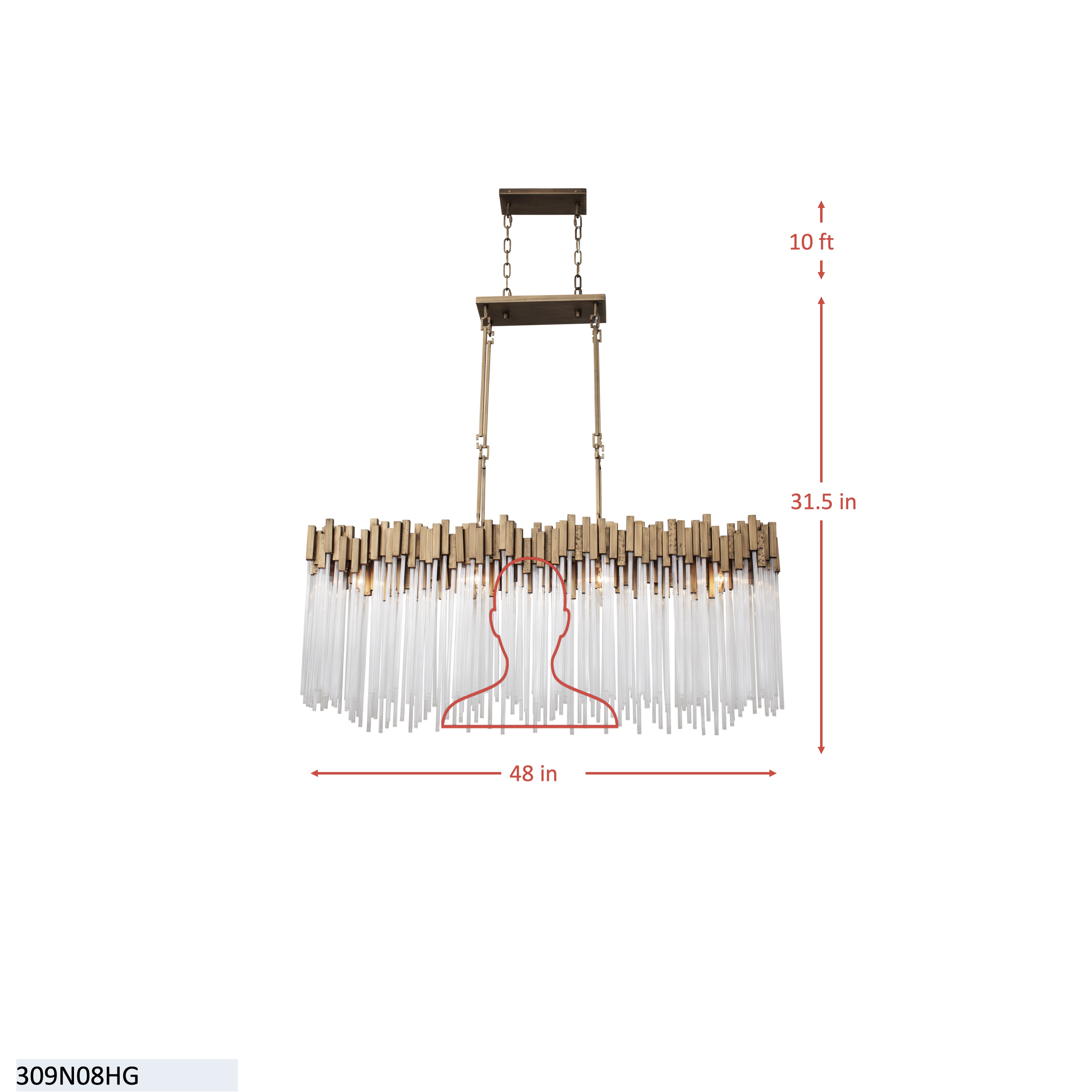 Matrix 8 Light Linear - Havana Gold dimensions