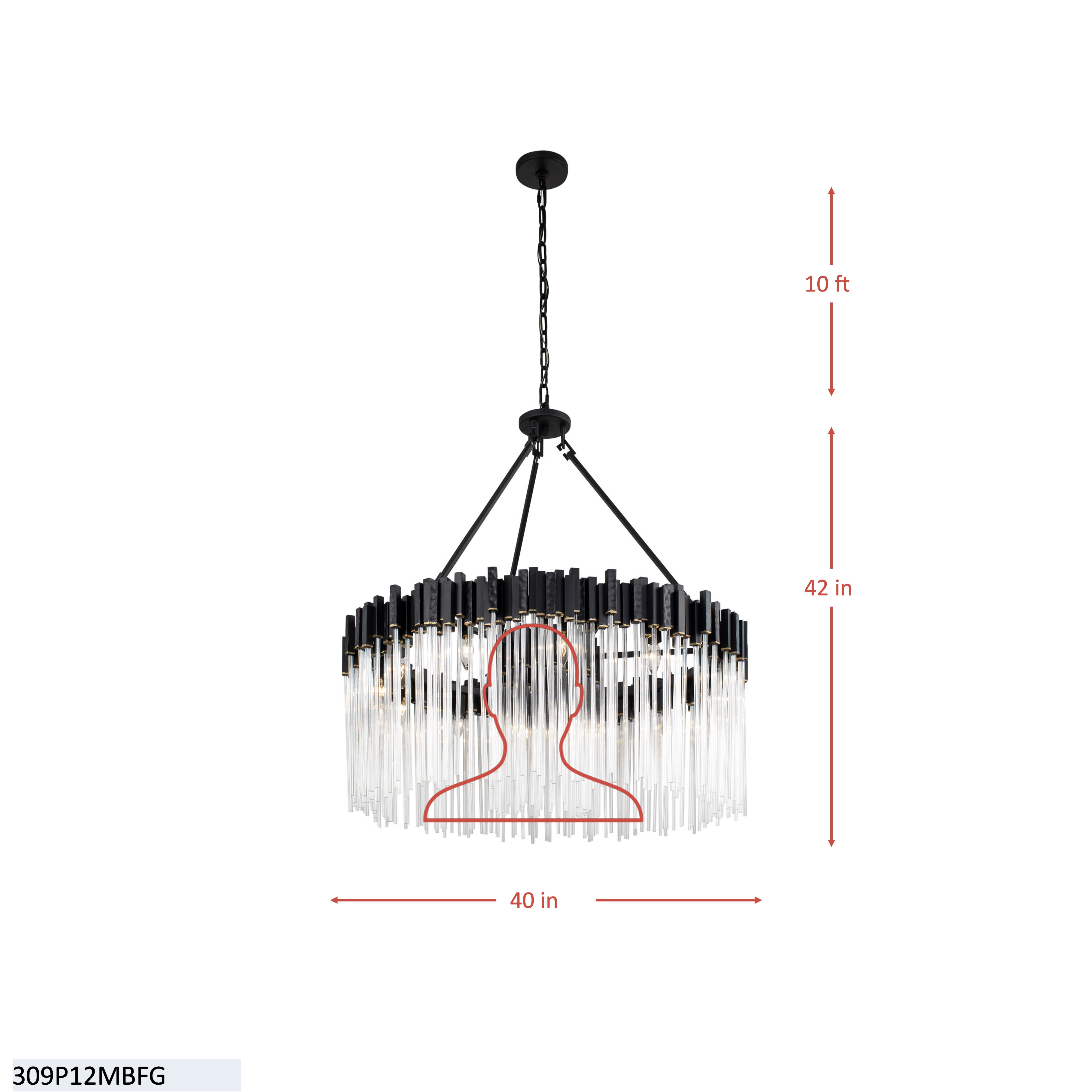 Matrix 12 Light Pendant - Havana Gold dimensions