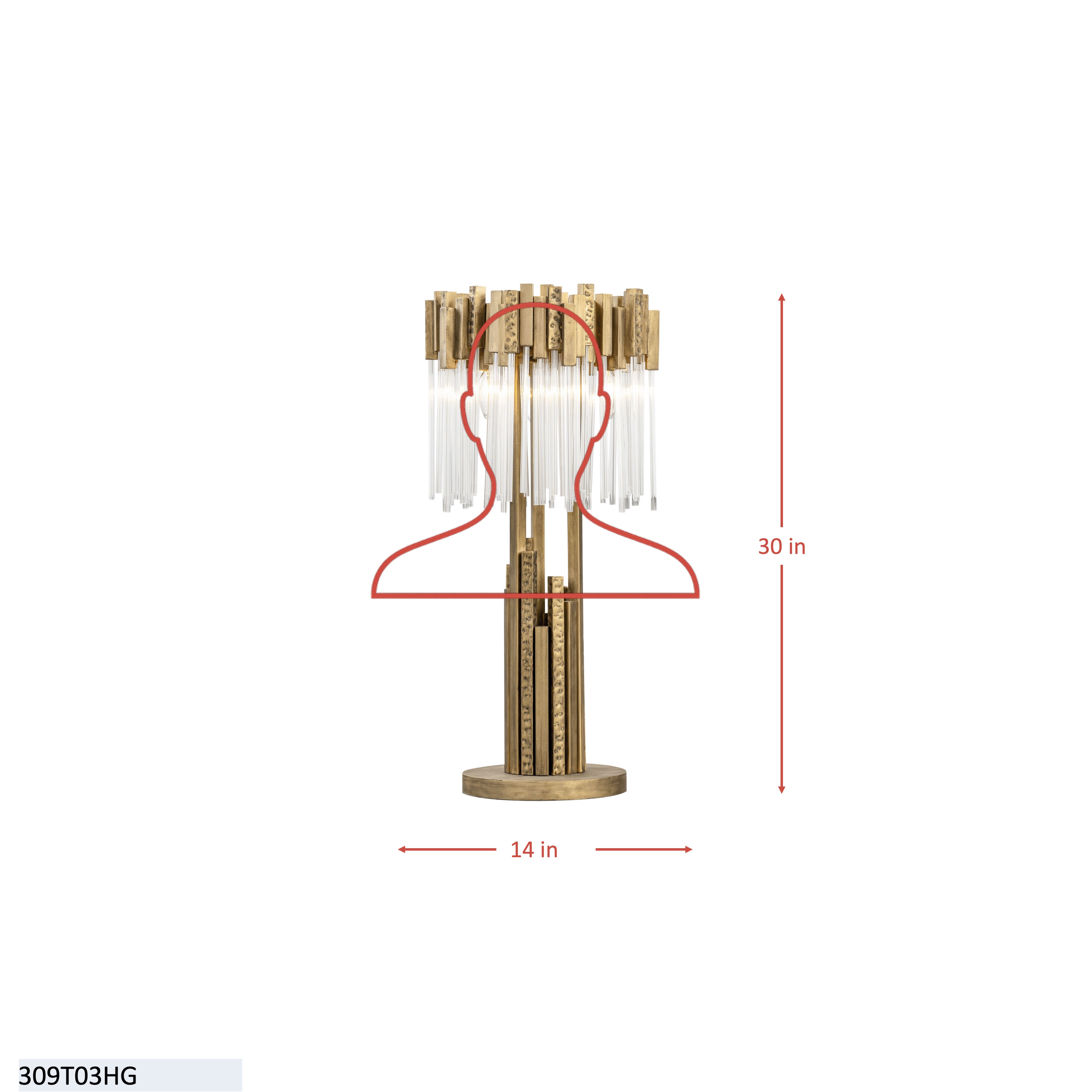 Matrix 3 Light Table Lamp - Havana Gold dimensions
