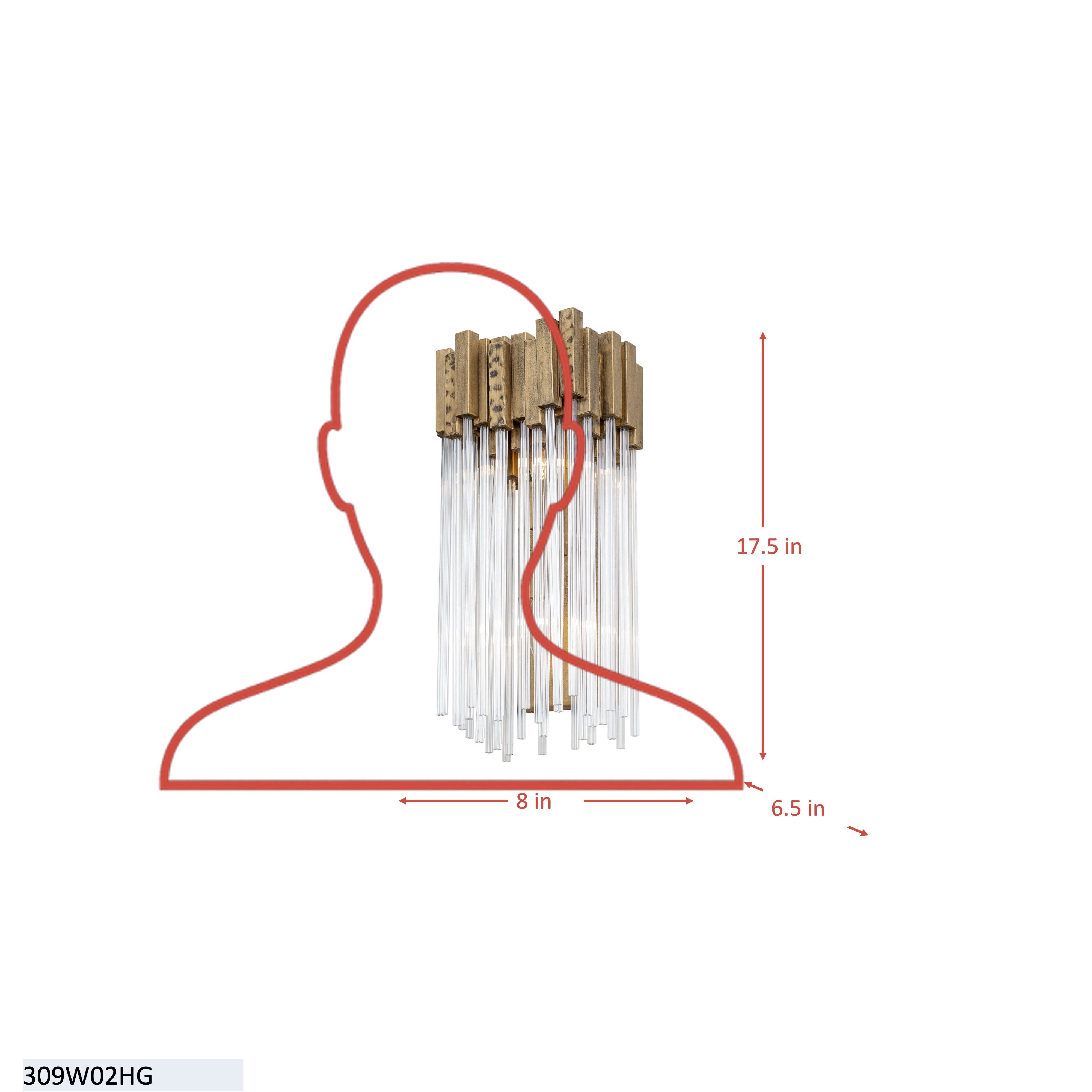 Matrix 2 Light Sconce - Havana Gold dimensions