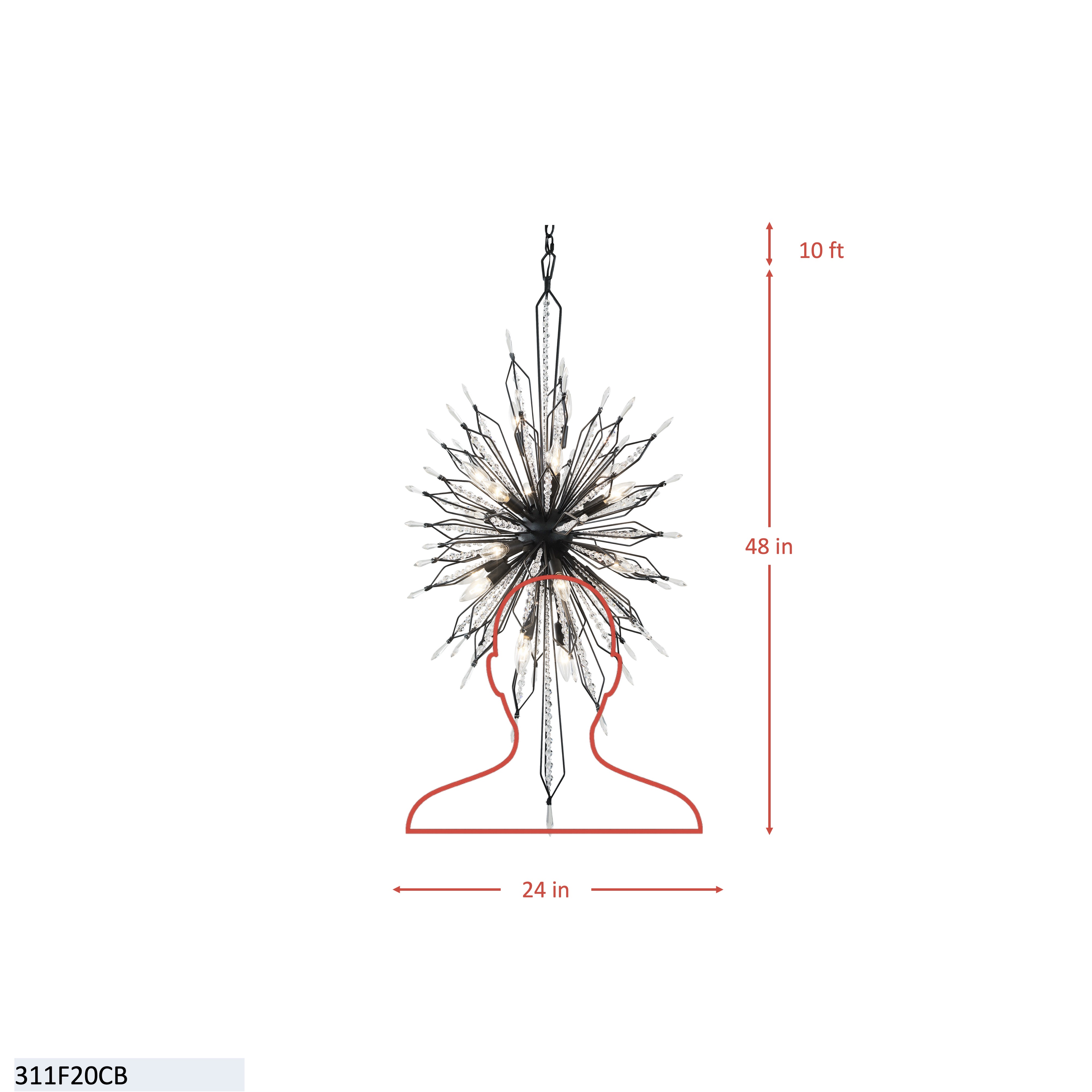 Orbital 20Light Foyer - Carbon dimensions