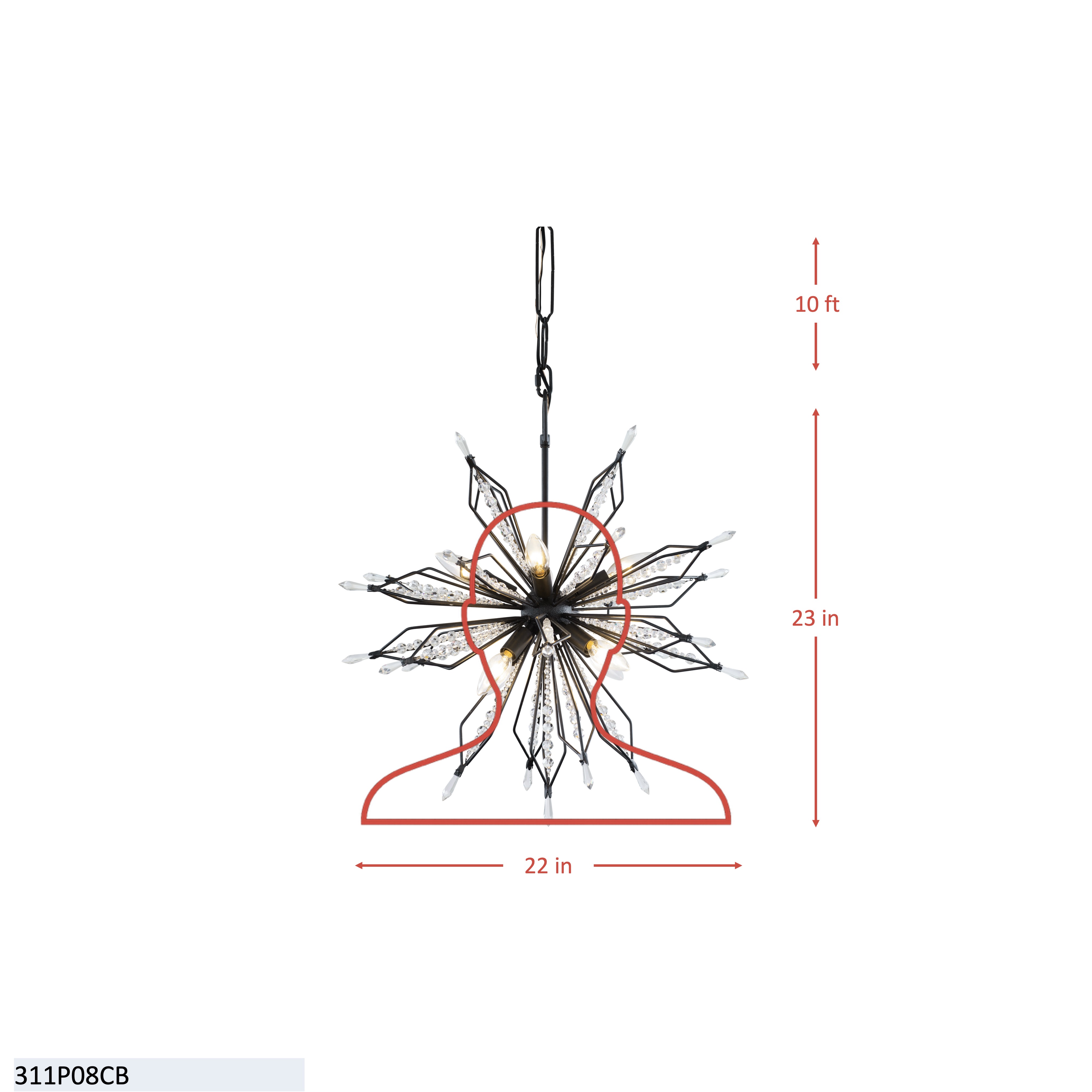 Orbital 8 Light Small Pendant - Gold Dust dimensions