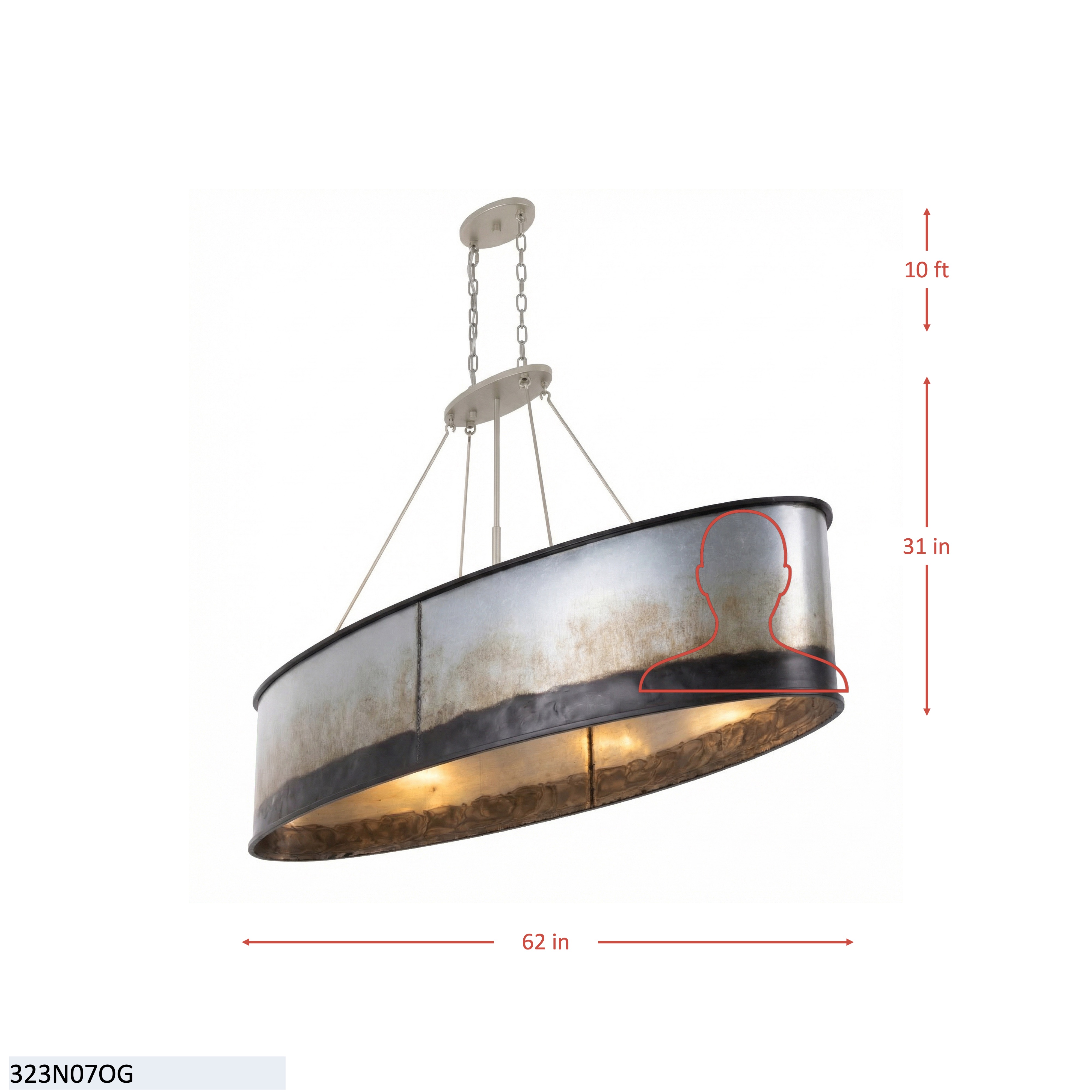 Cannery 7 Light Linear - Ombre Galvanized dimensions