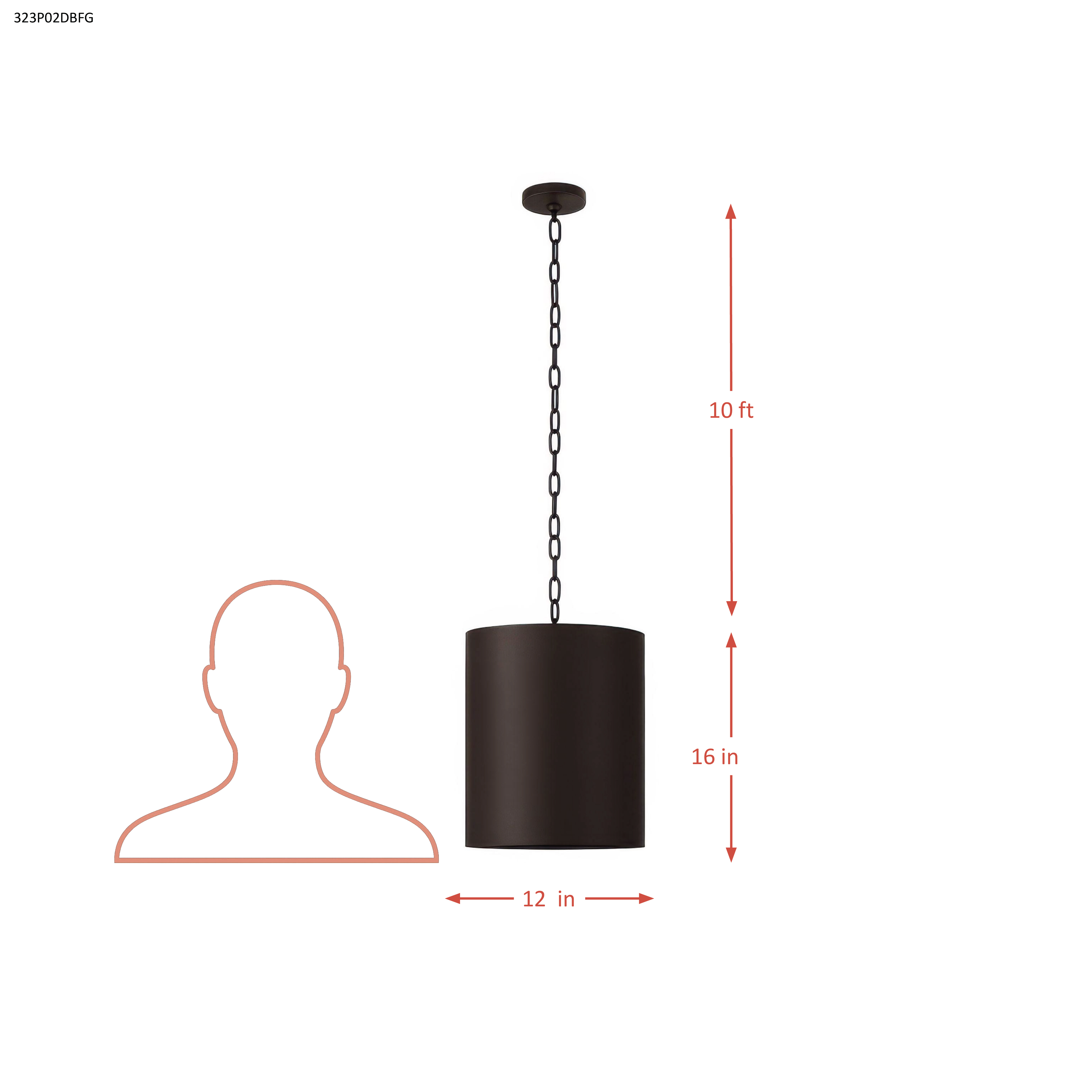 Cannery 2 Light Pendant - Ombre Galvanized dimensions