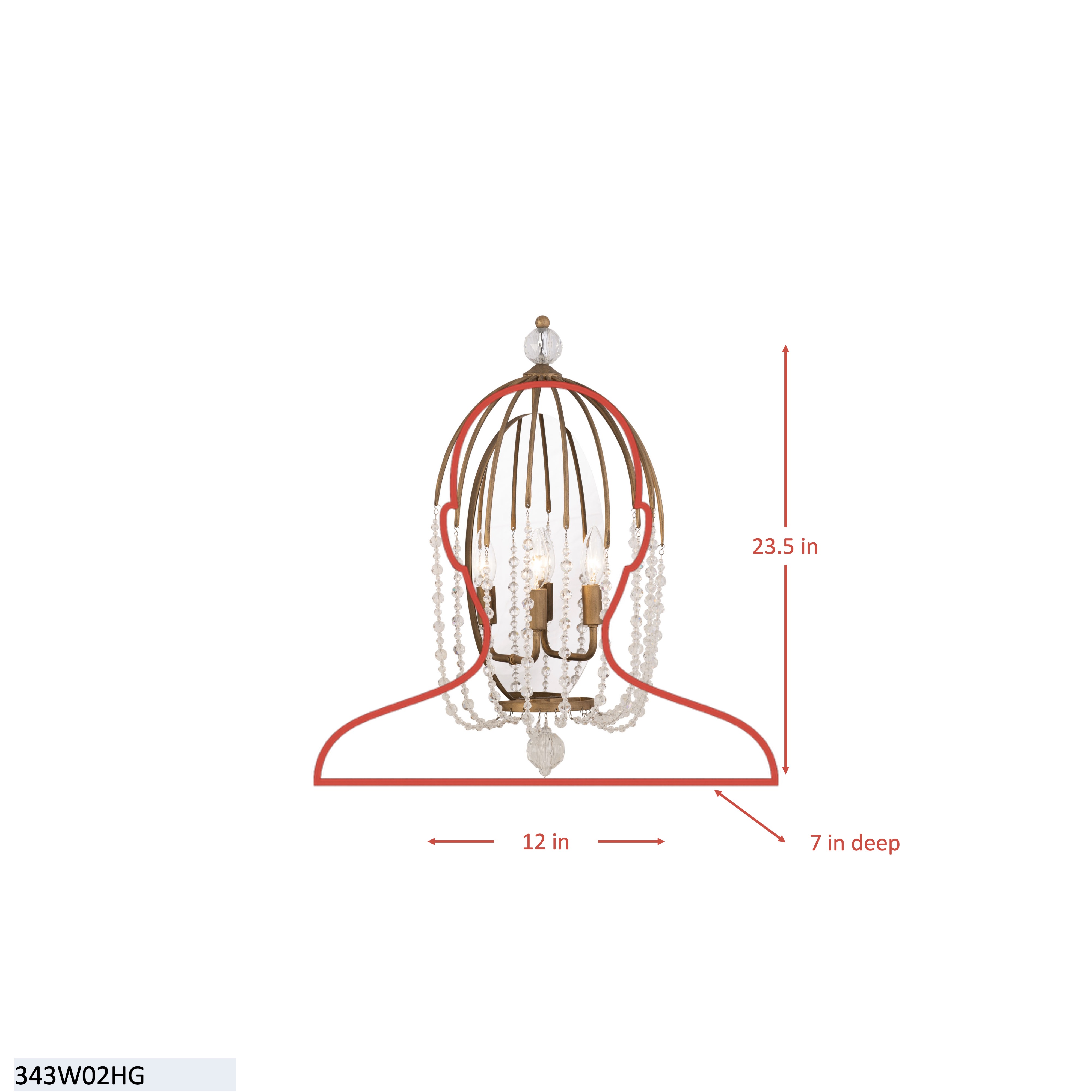 Voliere 2 Light Sconce - Matte Black dimensions