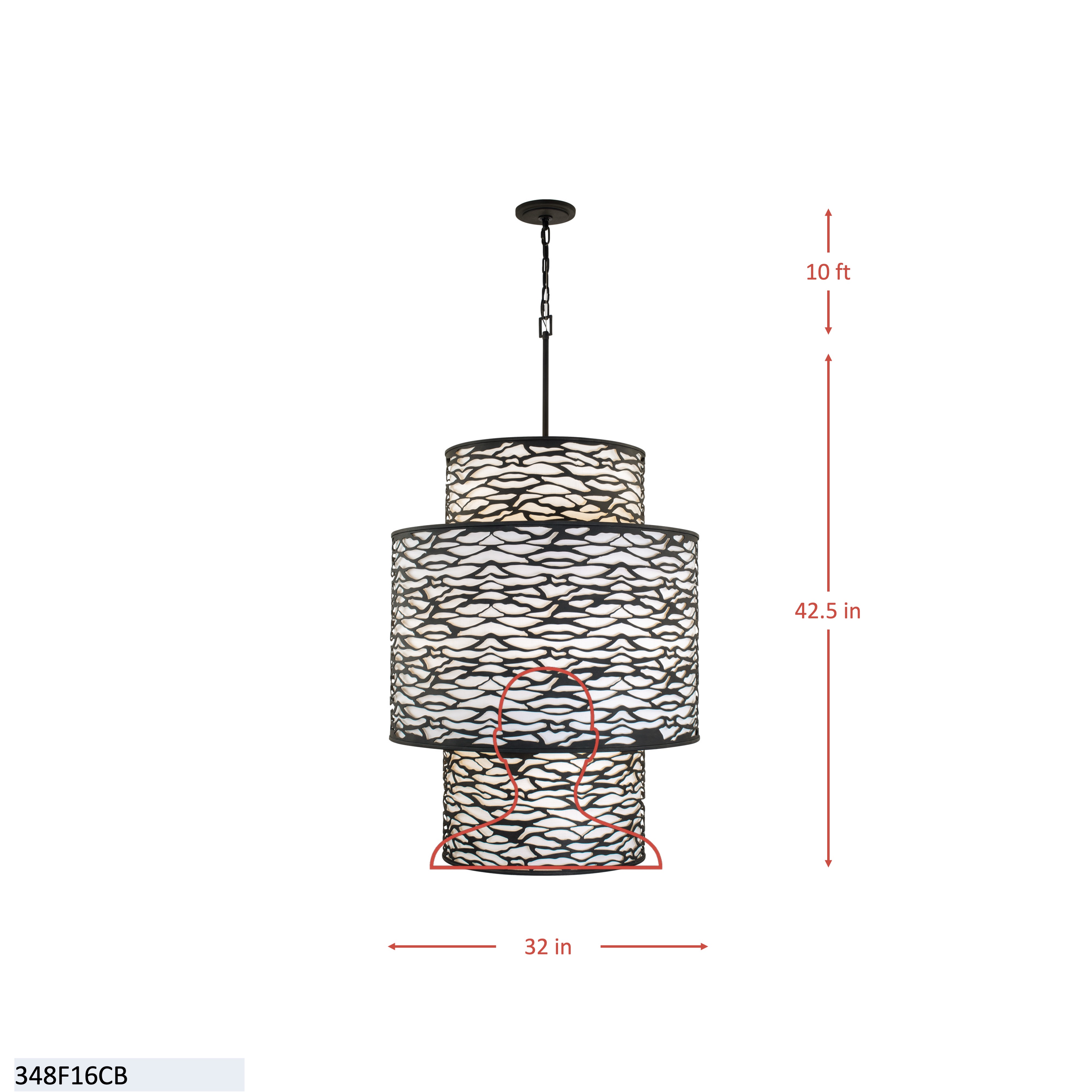 Kato 16 Light 3-Tier Foyer - Carbon dimensions
