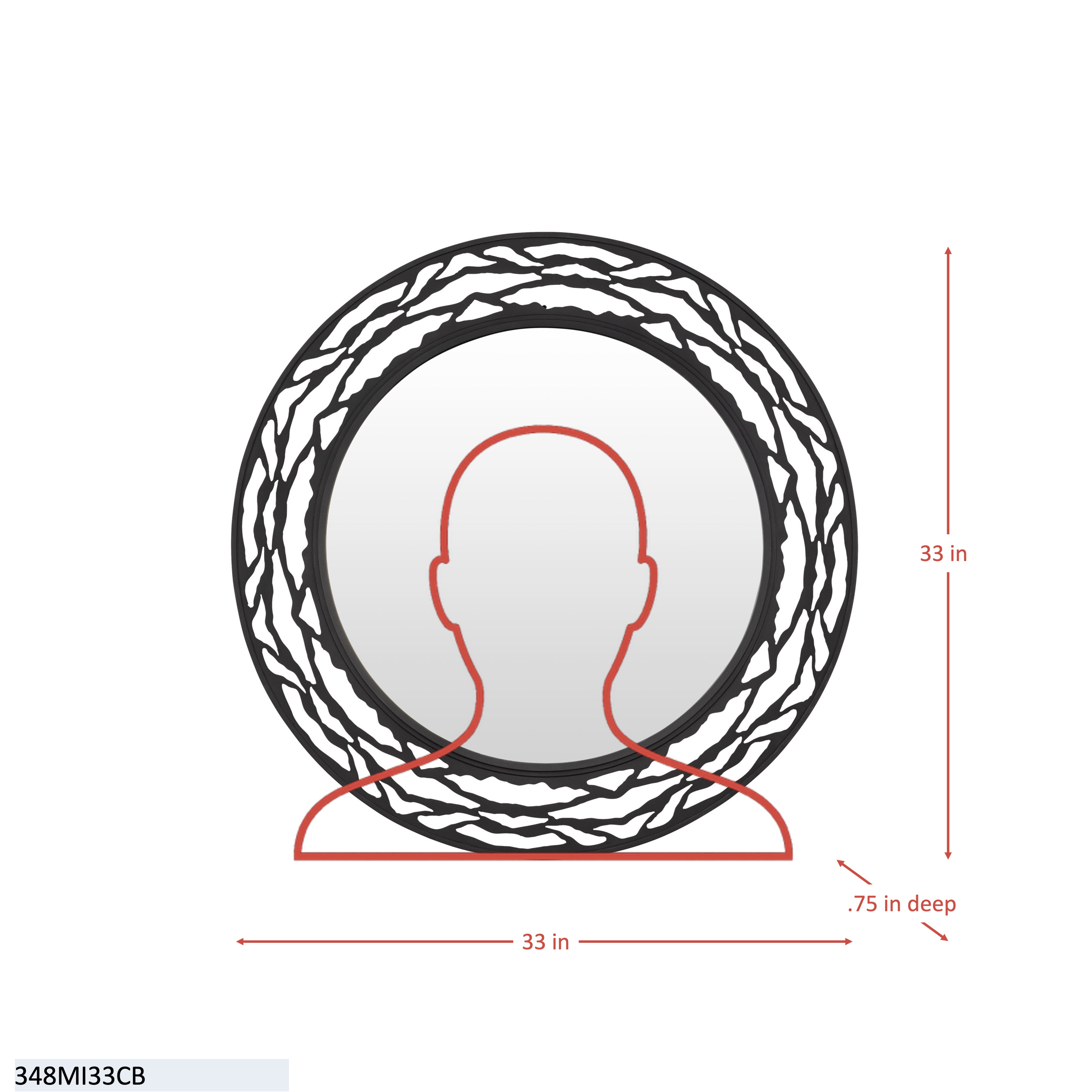 Kato 33-in Round Mirror - Carbon dimensions