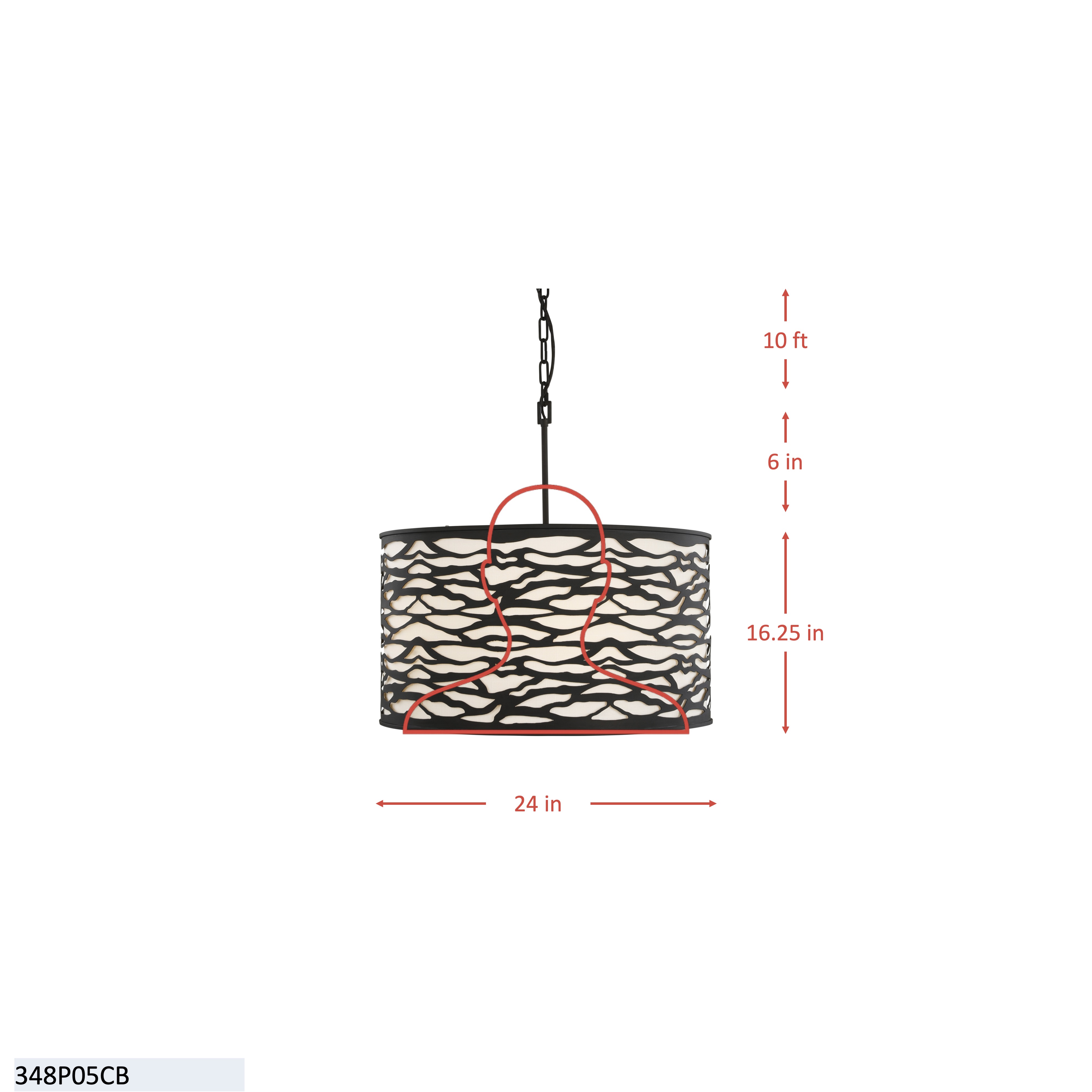 Kato 5 Light Pendant - Carbon Black dimensions
