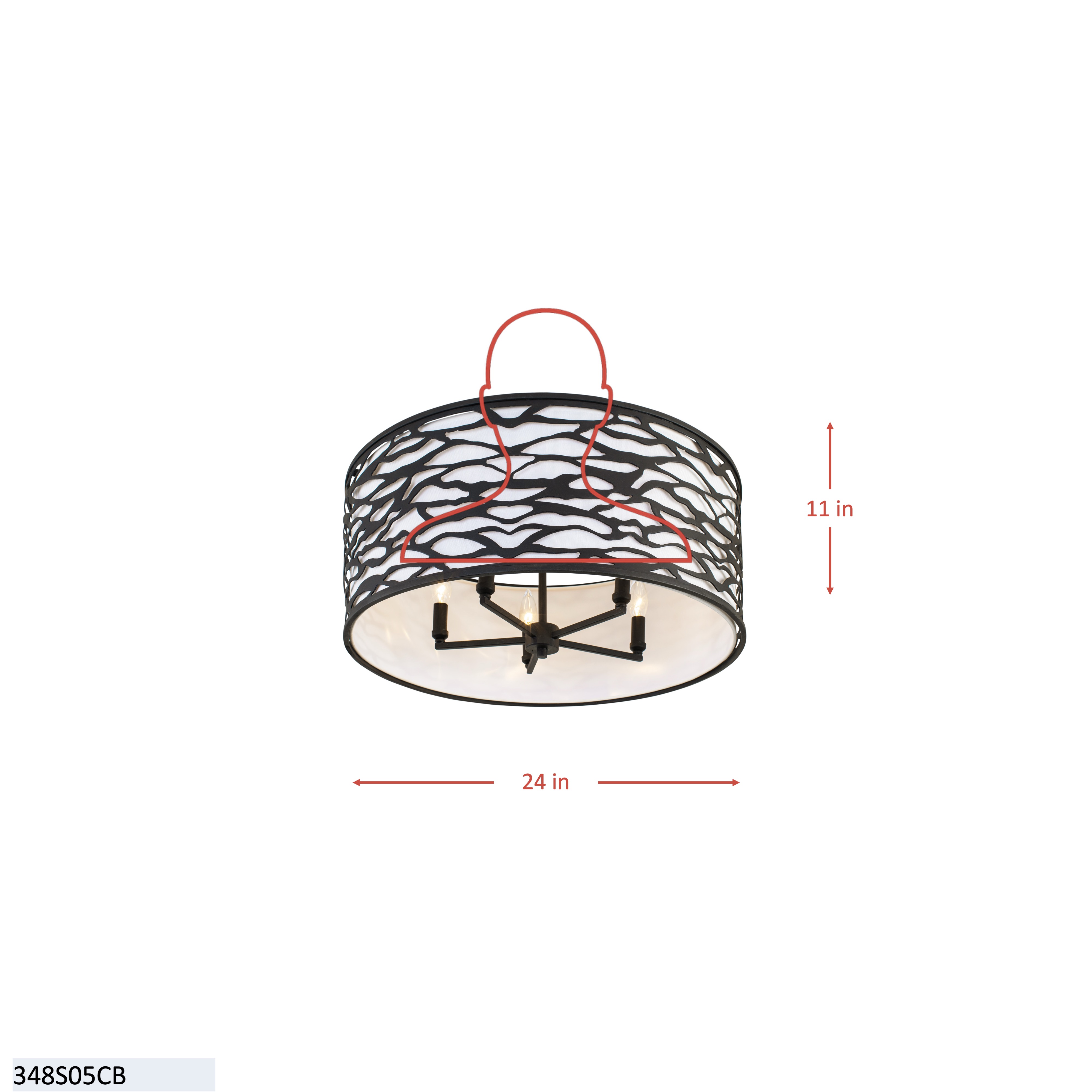 Kato 5 Light Convertible Semi-Flush/Pendant - Carbon dimensions