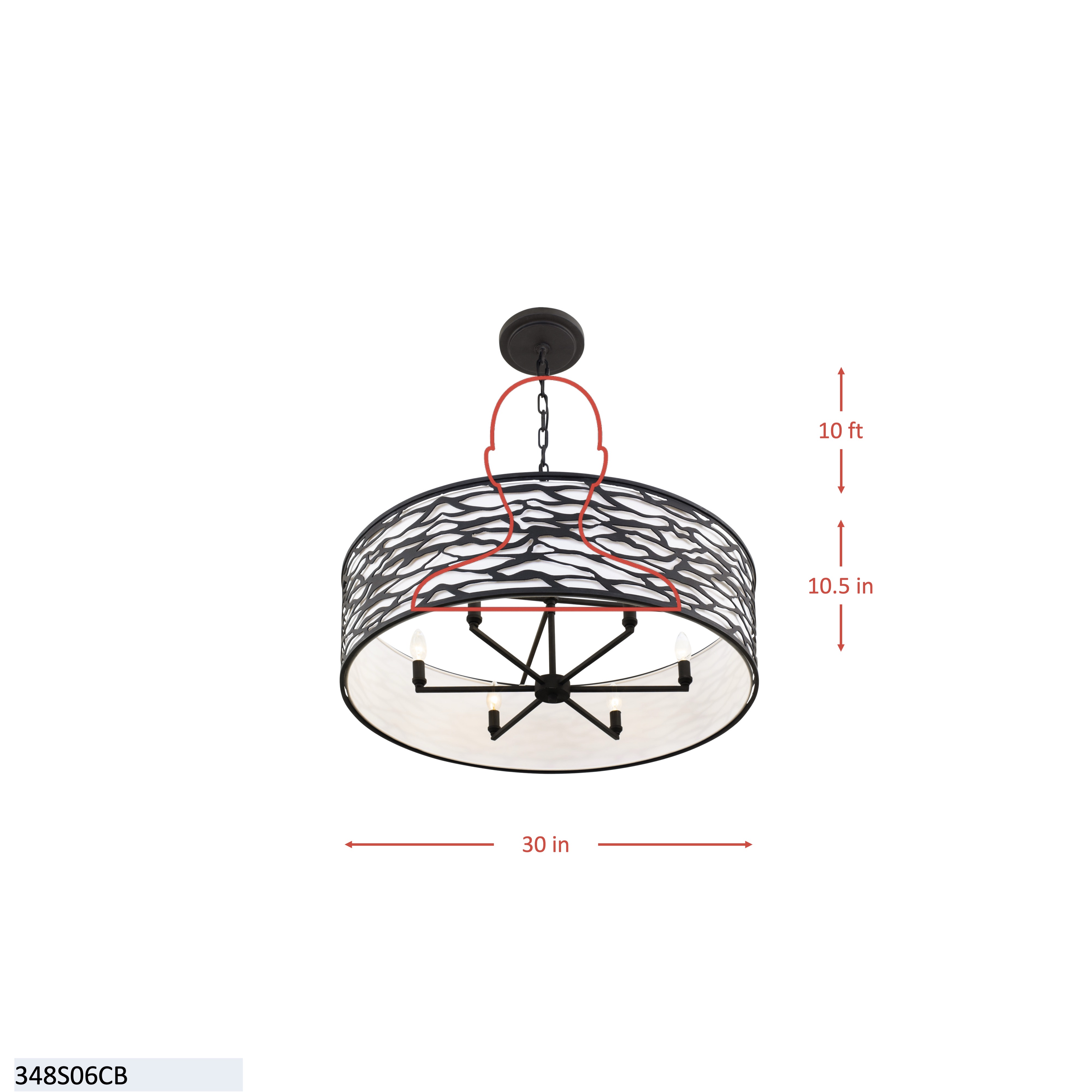 Kato 6 Light Convertible Semi-Flush/Pendant - Carbon dimensions