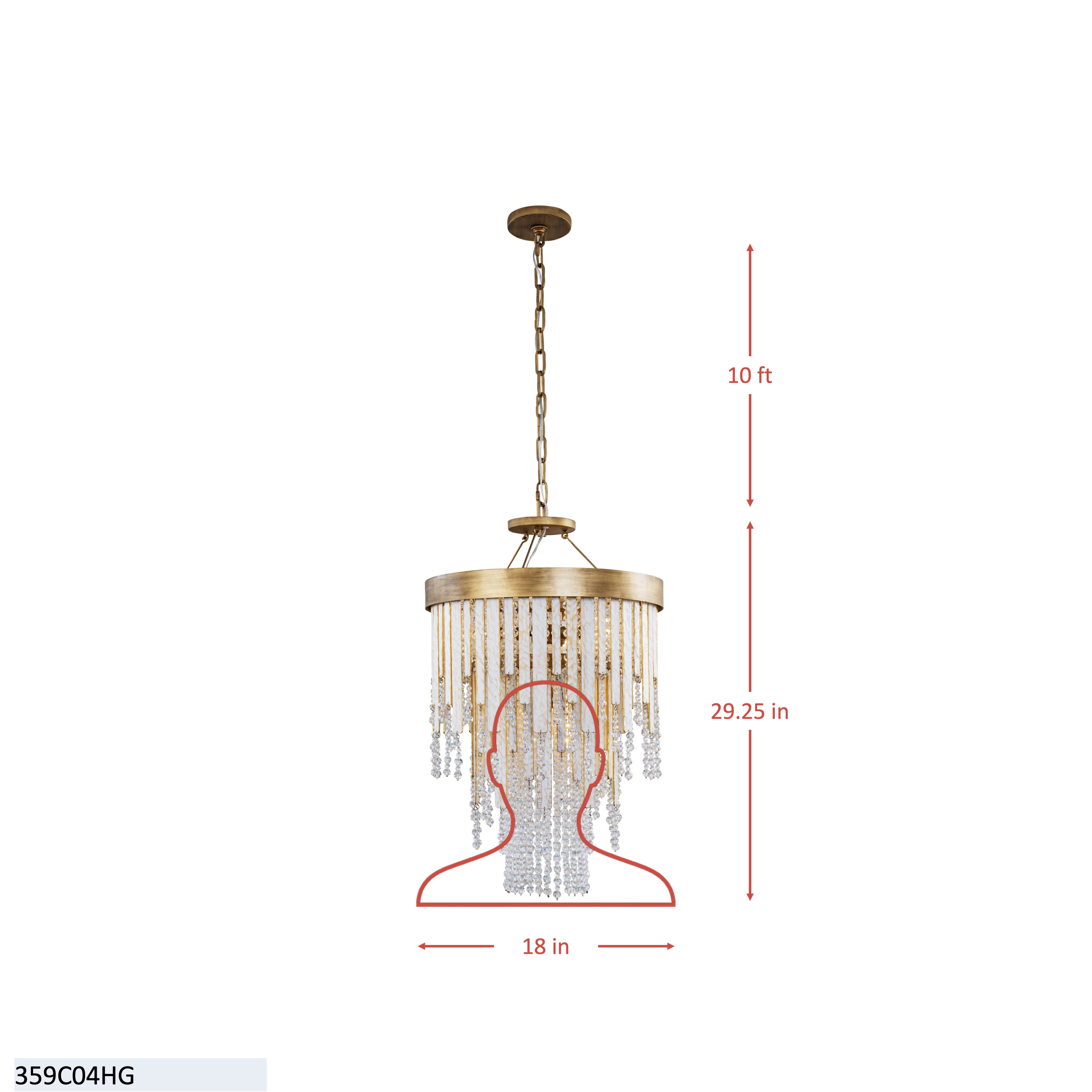 Lafayette 4 Light Chandelier - Havana Gold dimensions