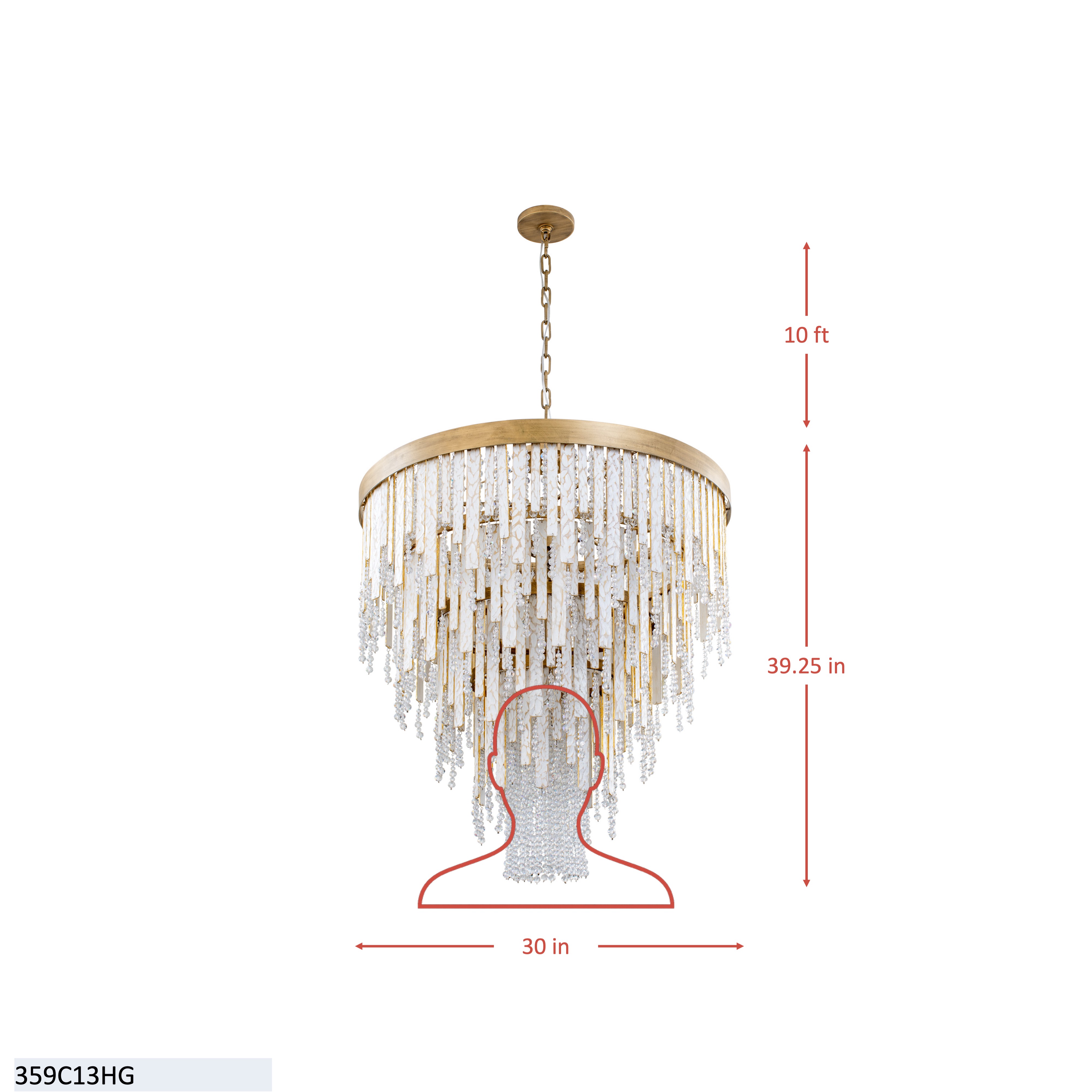 Lafayette 13 Light Chandelier - Havana Gold dimensions