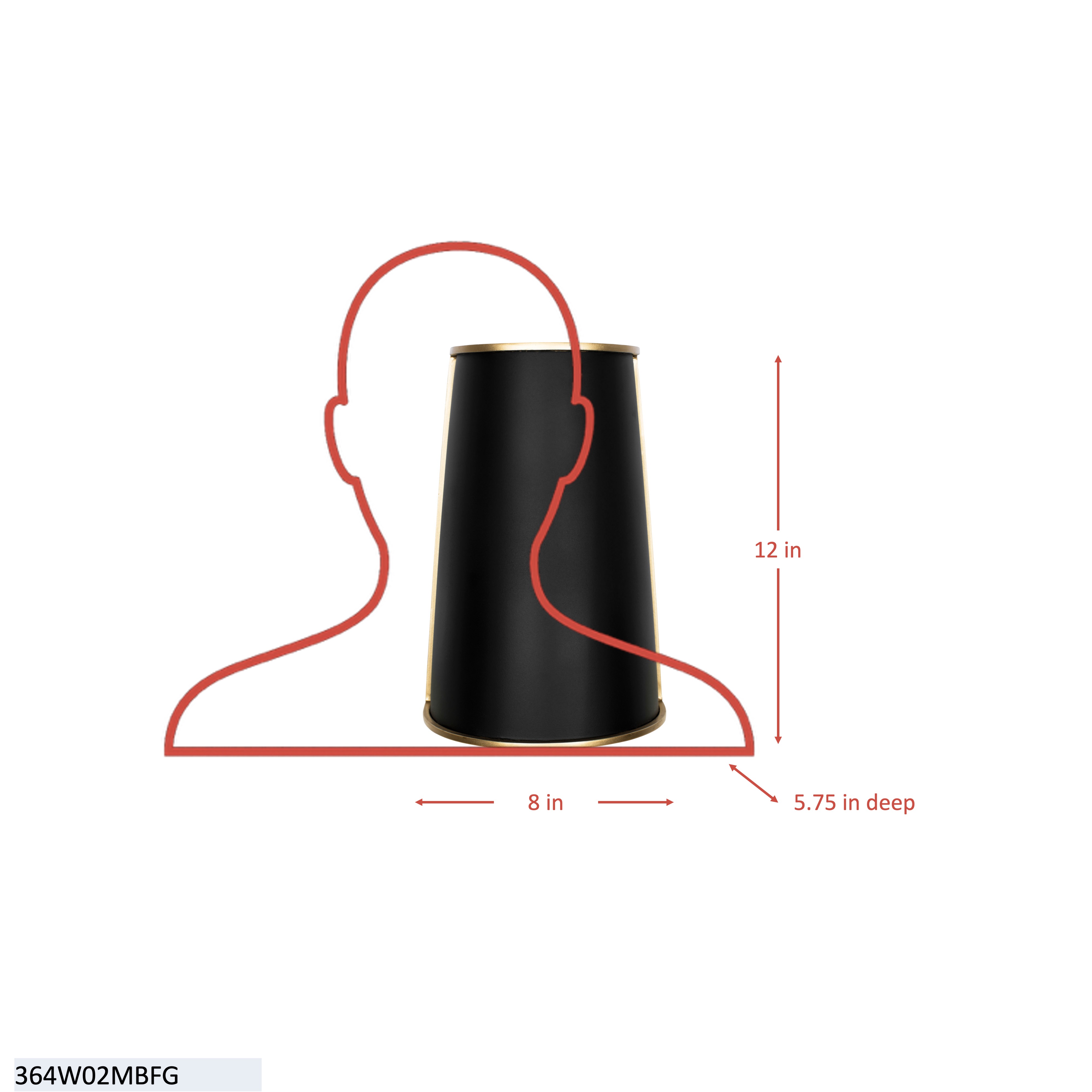 Coco 2 Light Sconce - Matte Black/French Gold dimensions