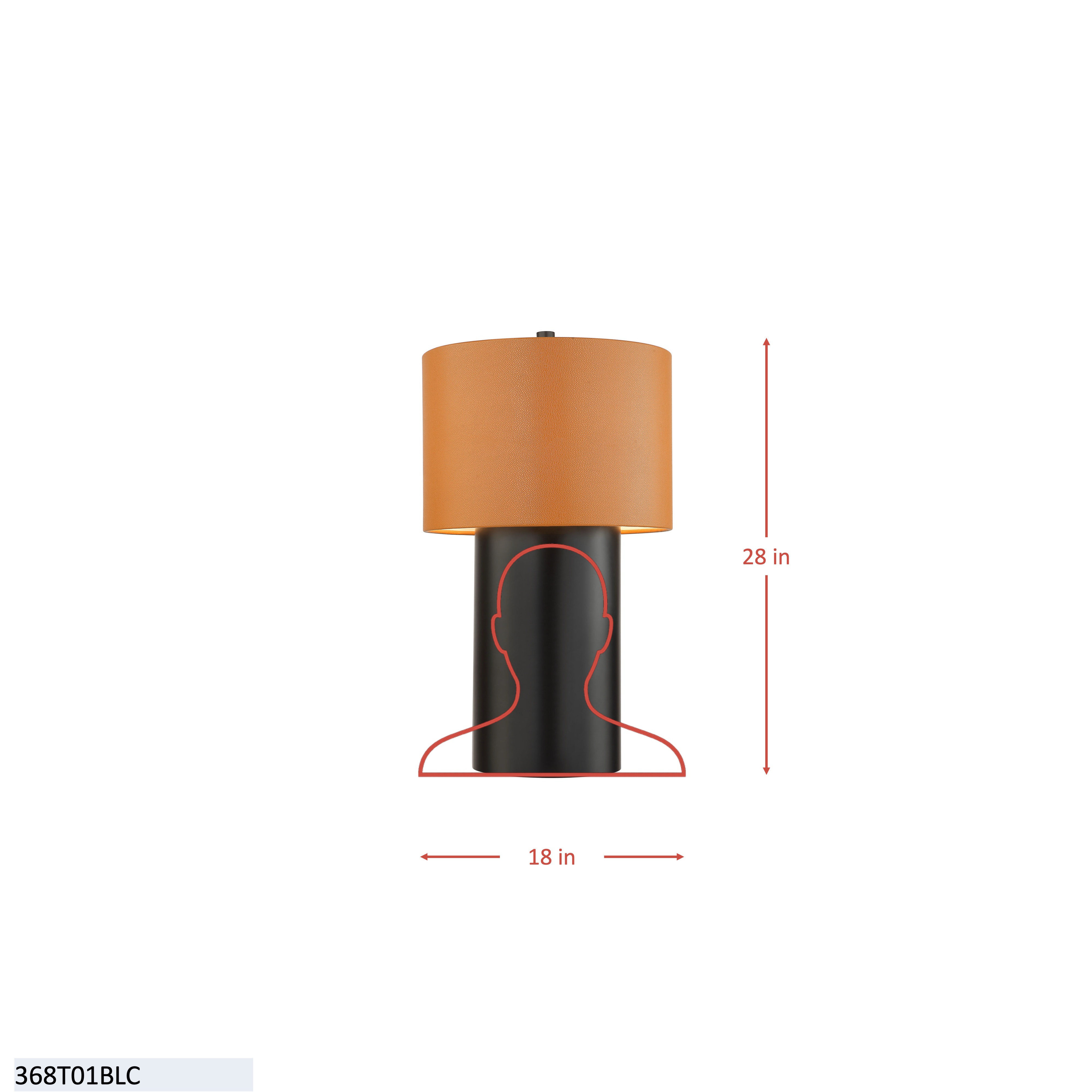 Secret Agent 1 Light Table Lamp - Painted Gold/White Leather dimensions