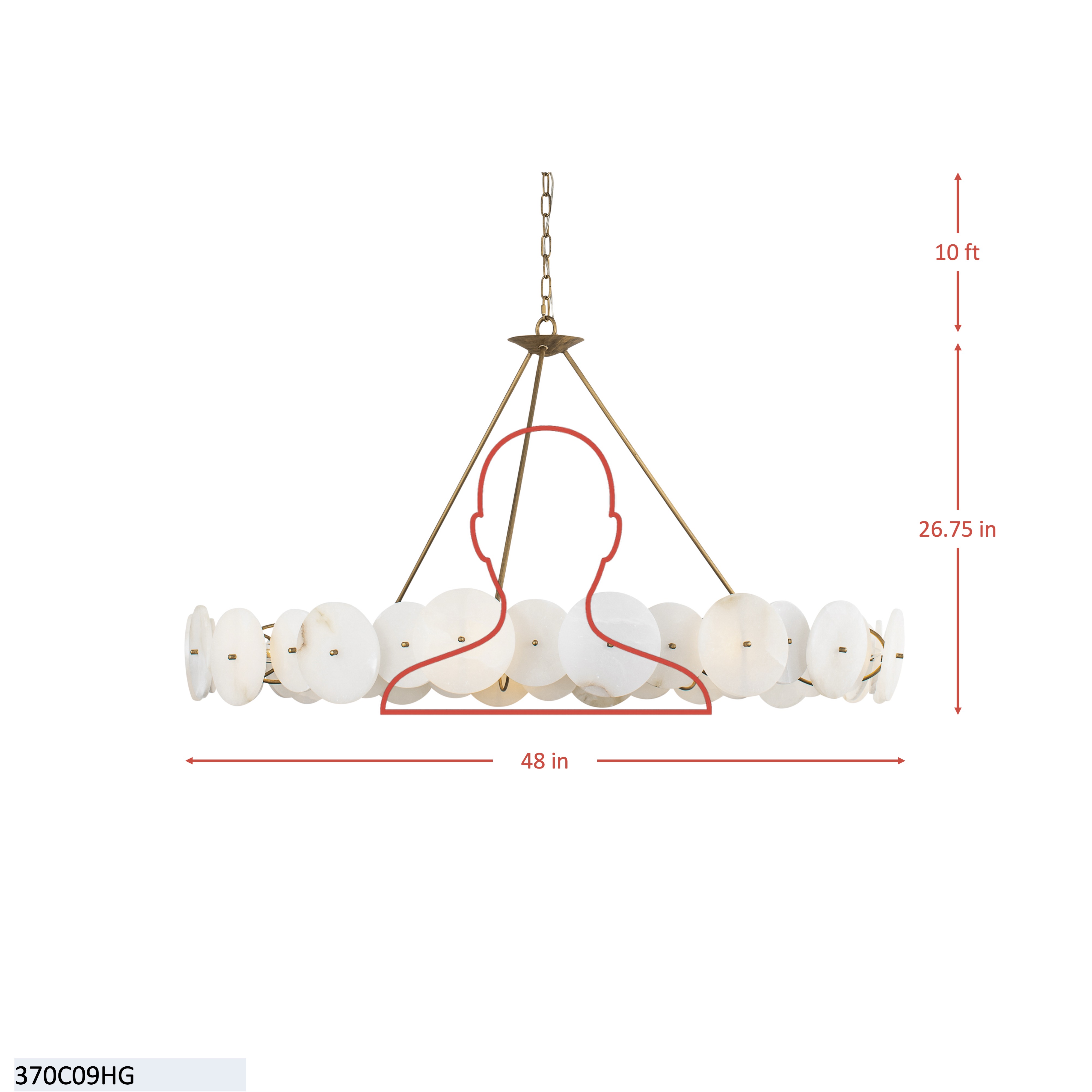 Cosmos 9 Light Chandelier - Havana Gold dimensions