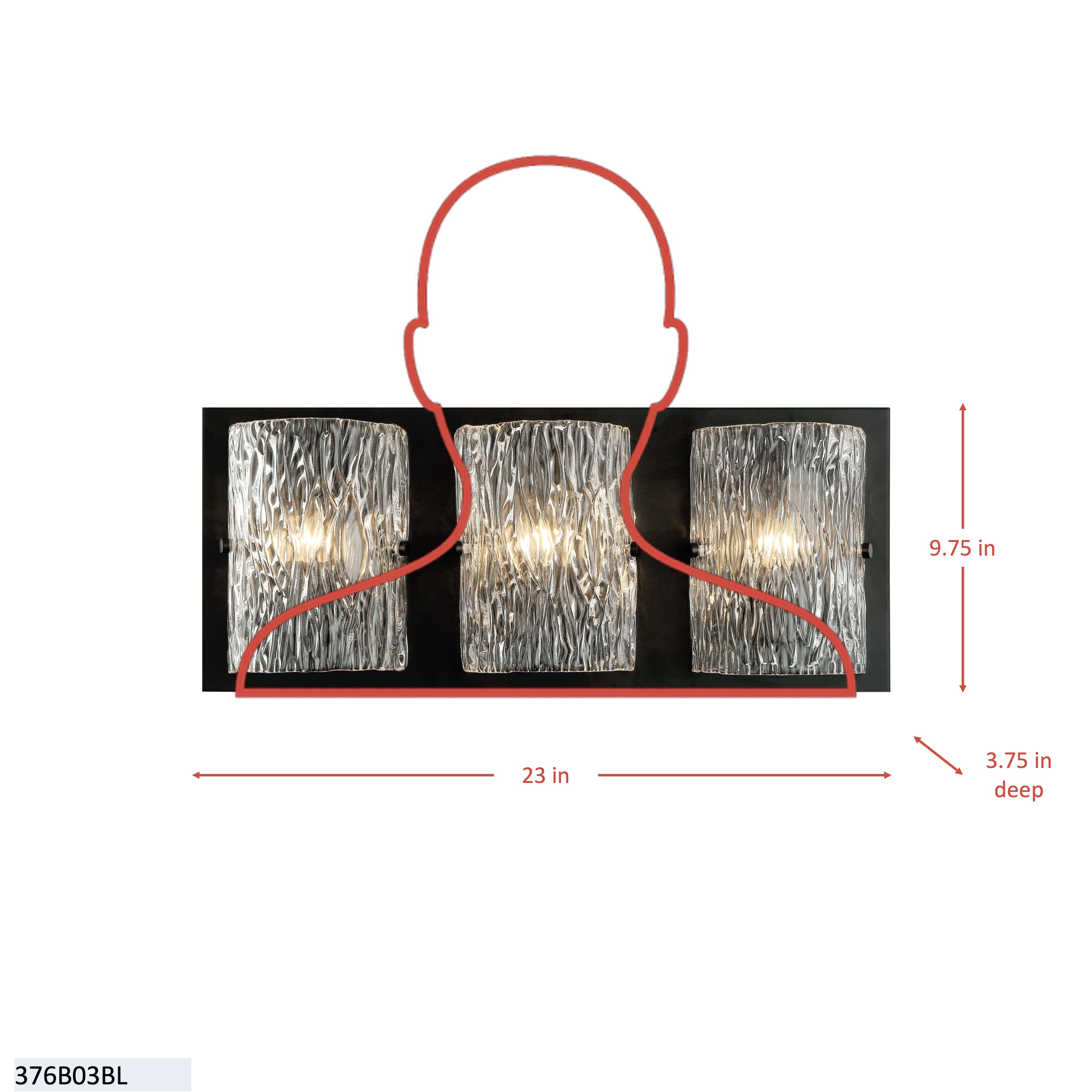 Morgan 3 Light Bath - Satin Brass dimensions
